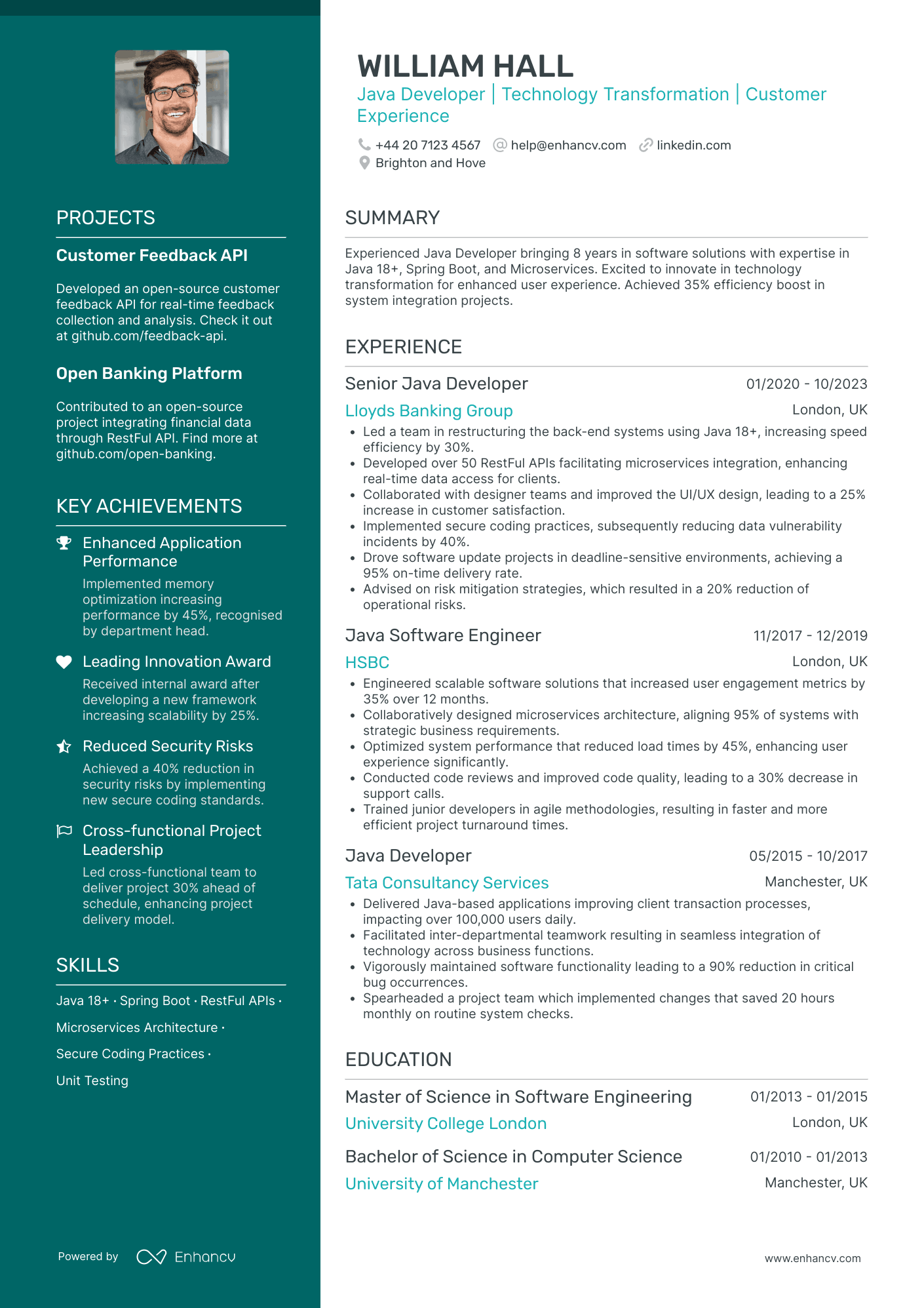 Java Developer Resume Example