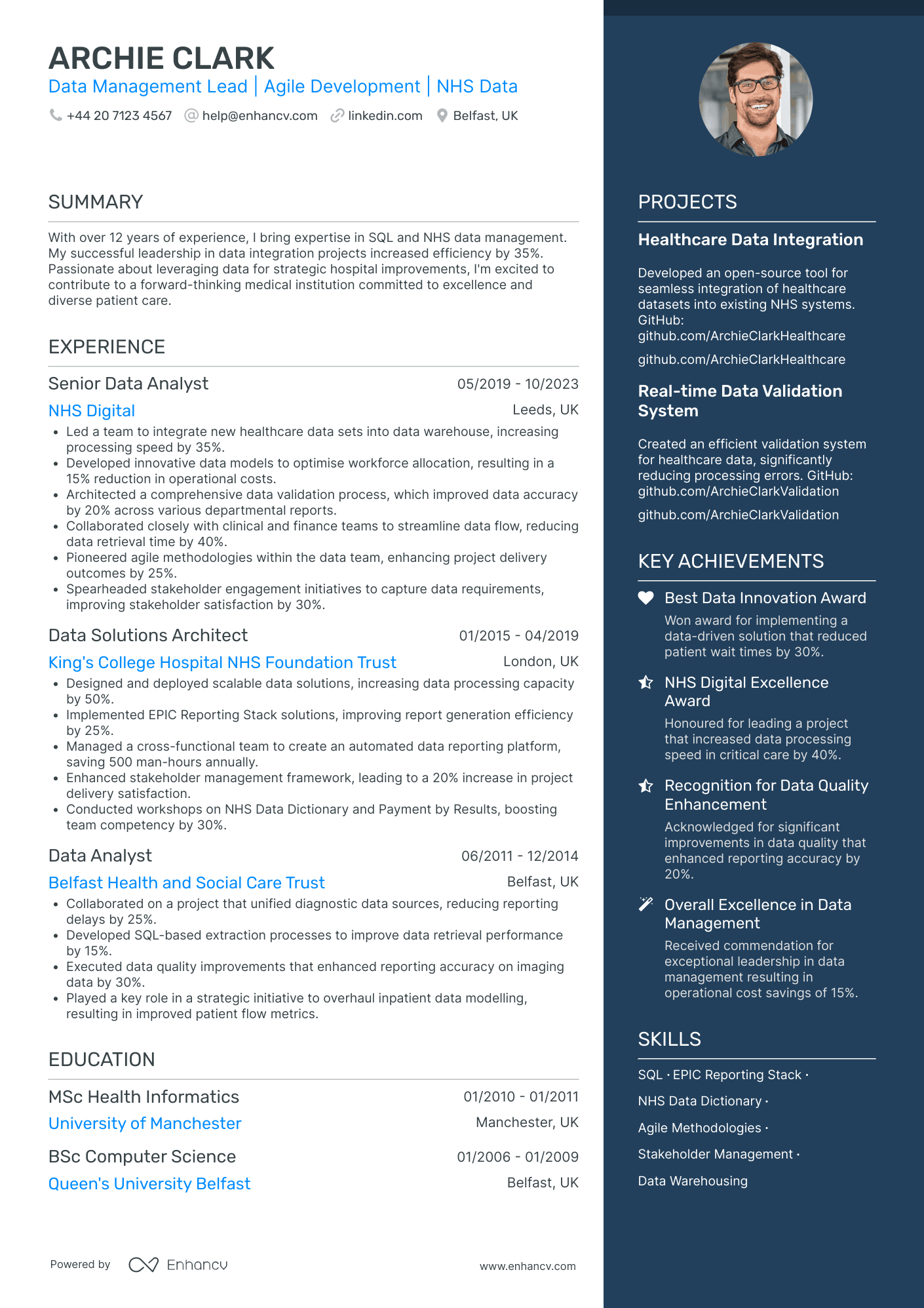 .Net Developer in Education Resume Example