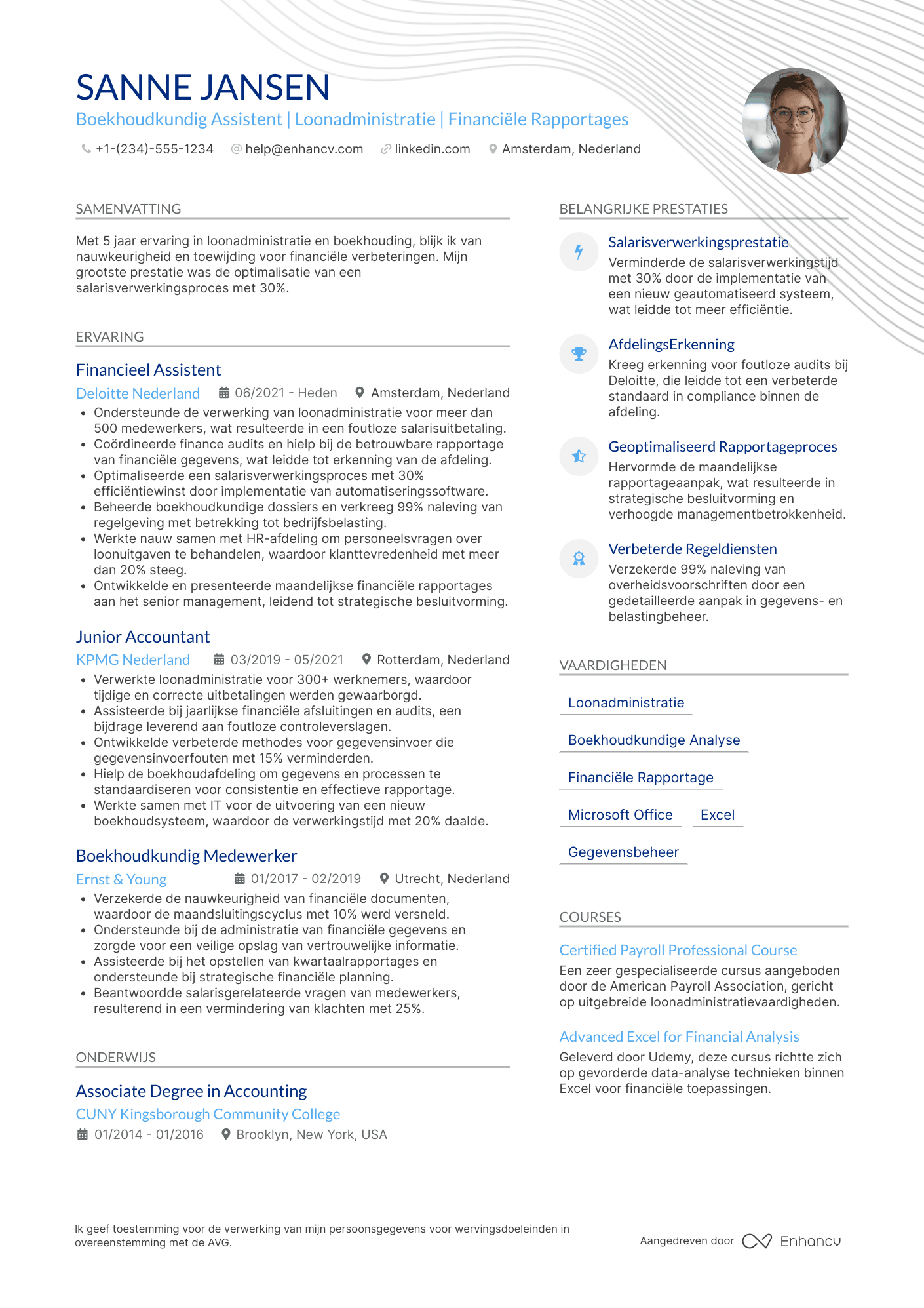 CV voor Boekhoudkundig Assistent Loonadministratie Resume Example
