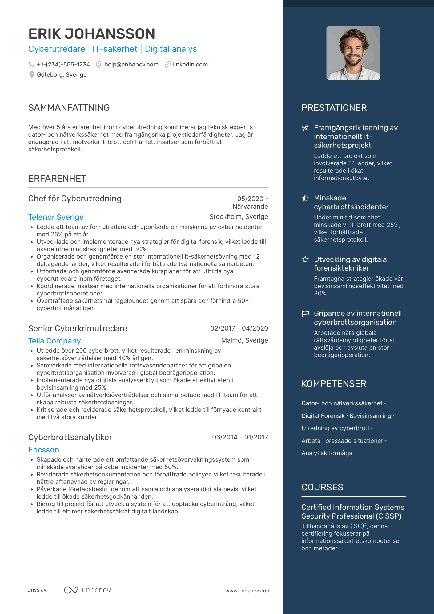 CV för Cyberpolisutredare Resume Example