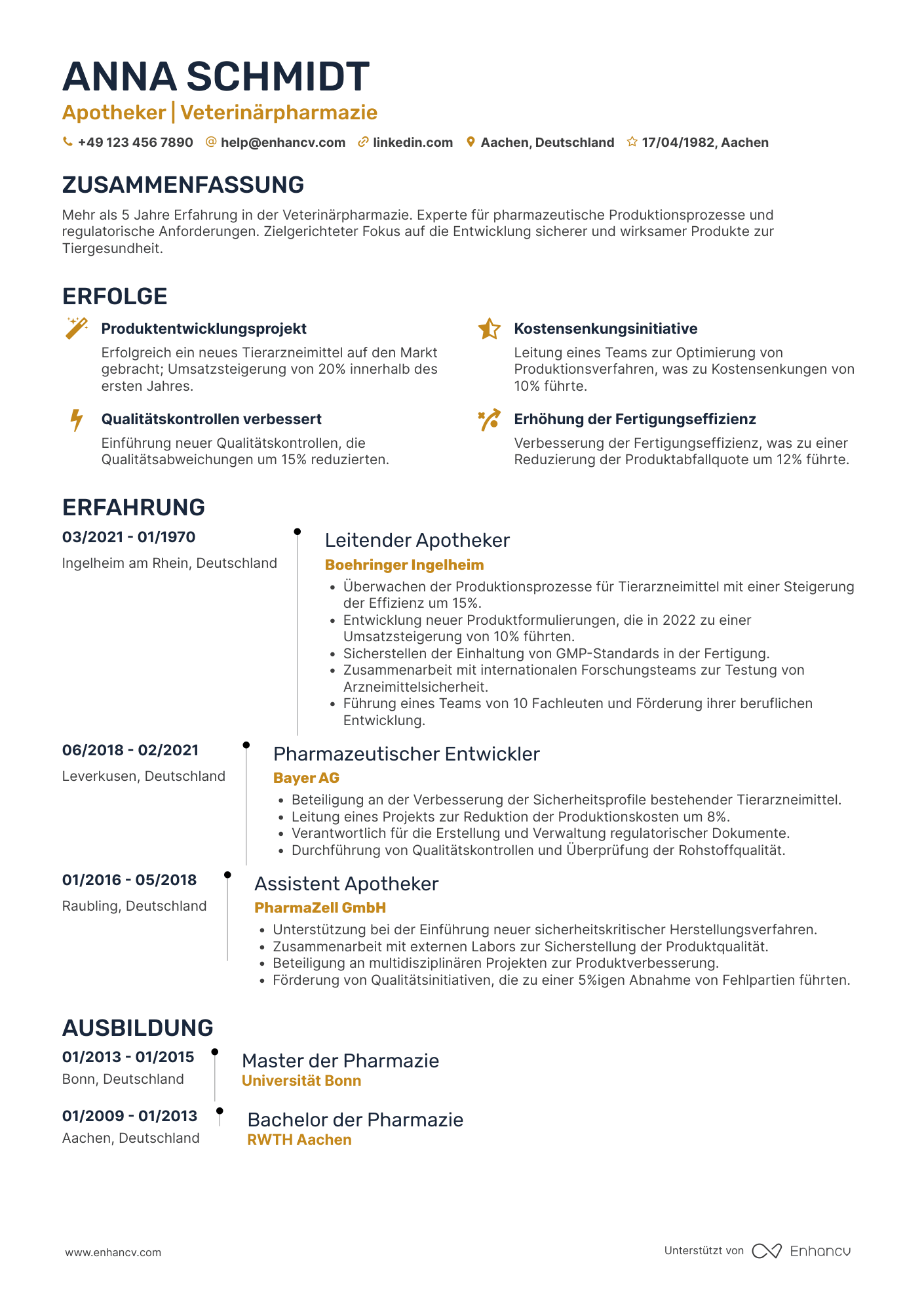 Lebenslauf in Apotheker in der Veterinärindustrie Resume Example
