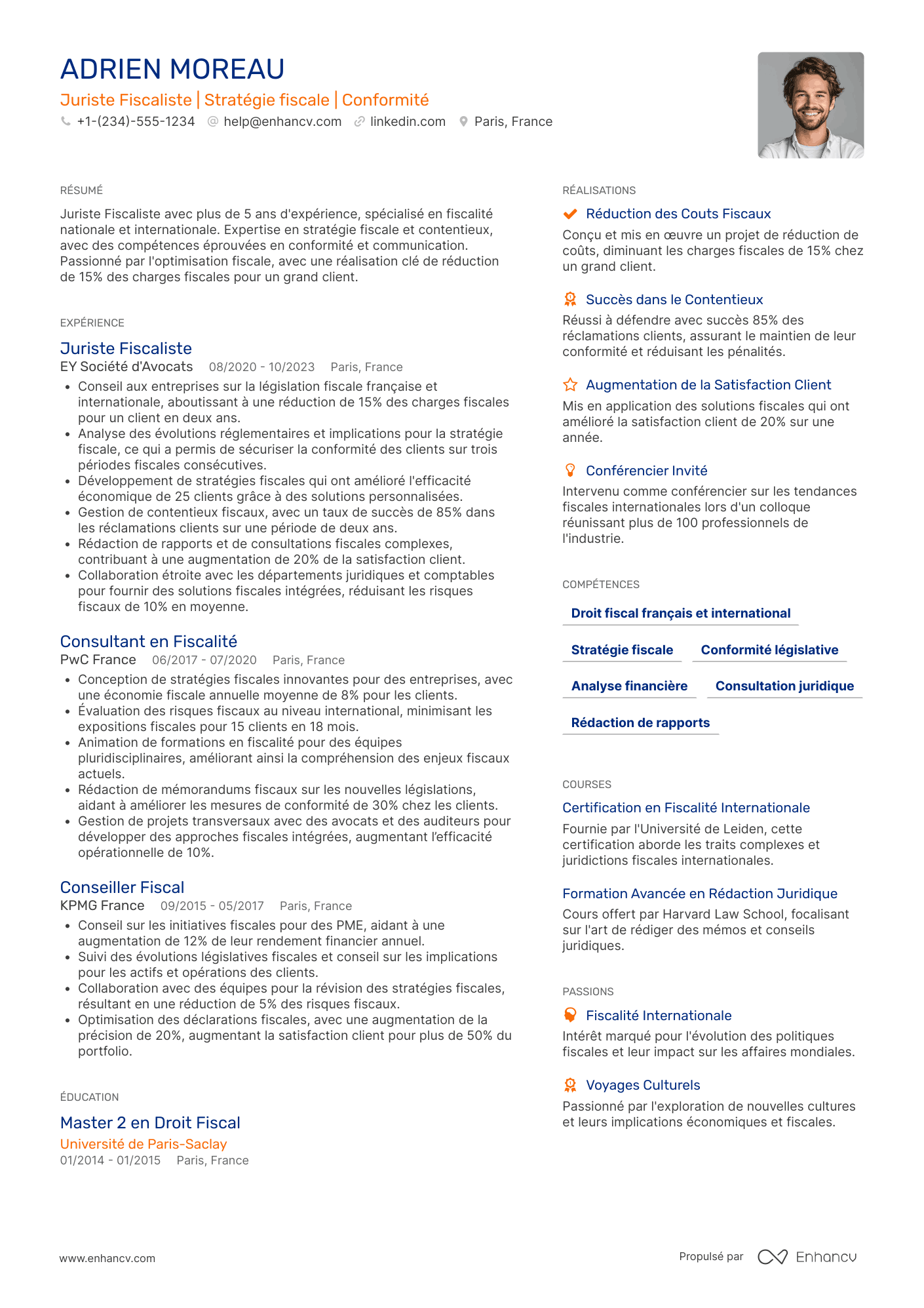 CV de juriste fiscaliste Resume Example