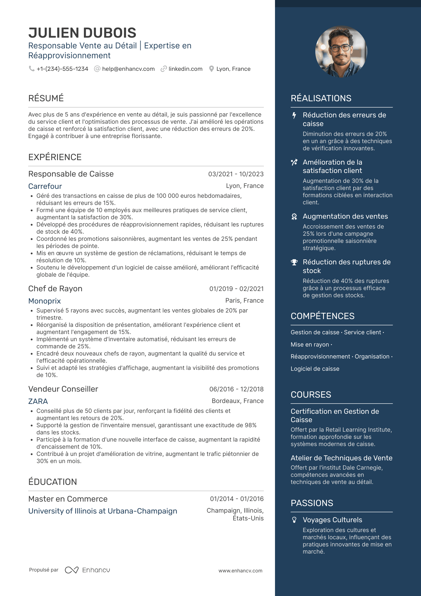 CV de vendeuse caissière Resume Example