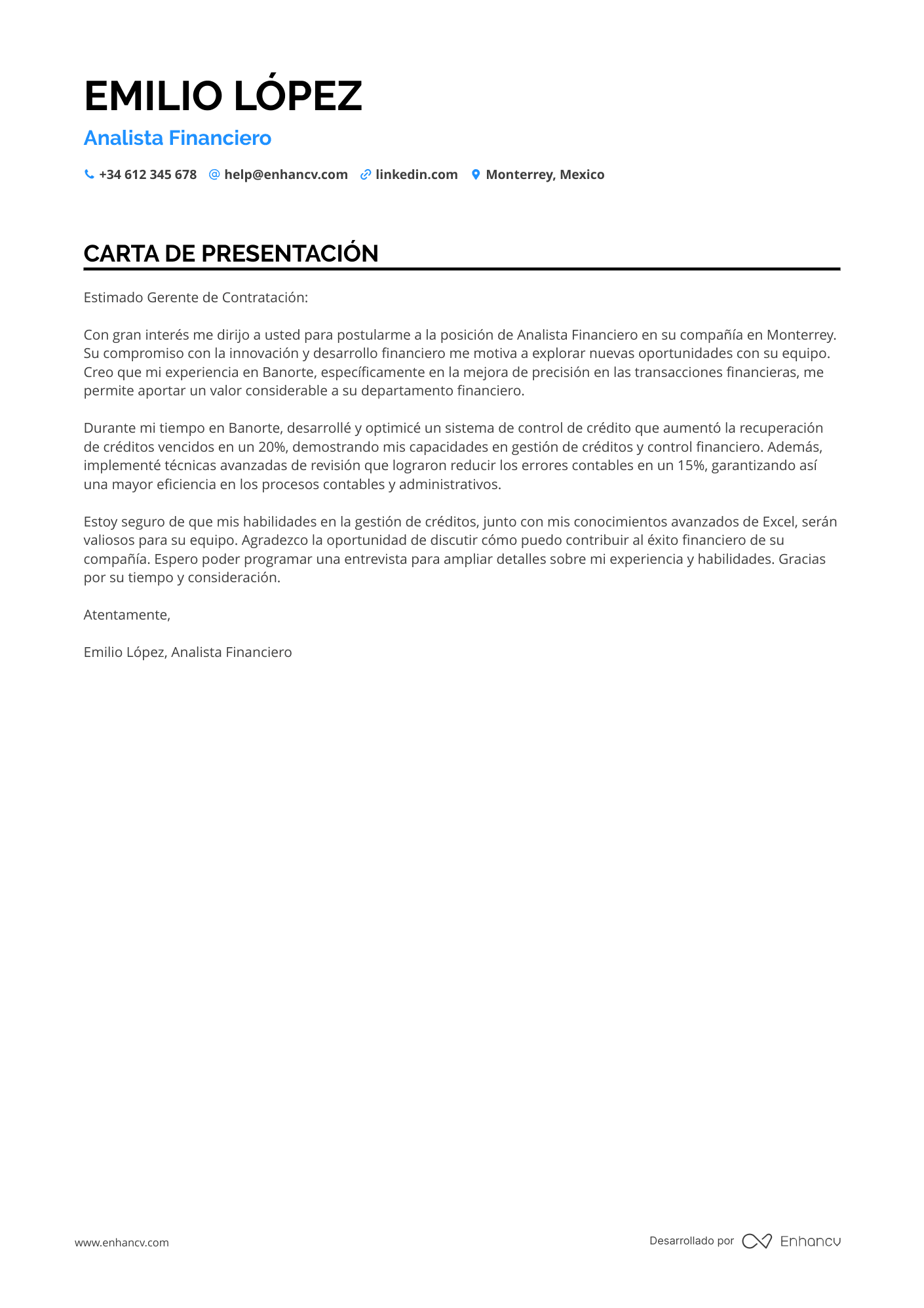 Asistente de Finanzas Resume Example