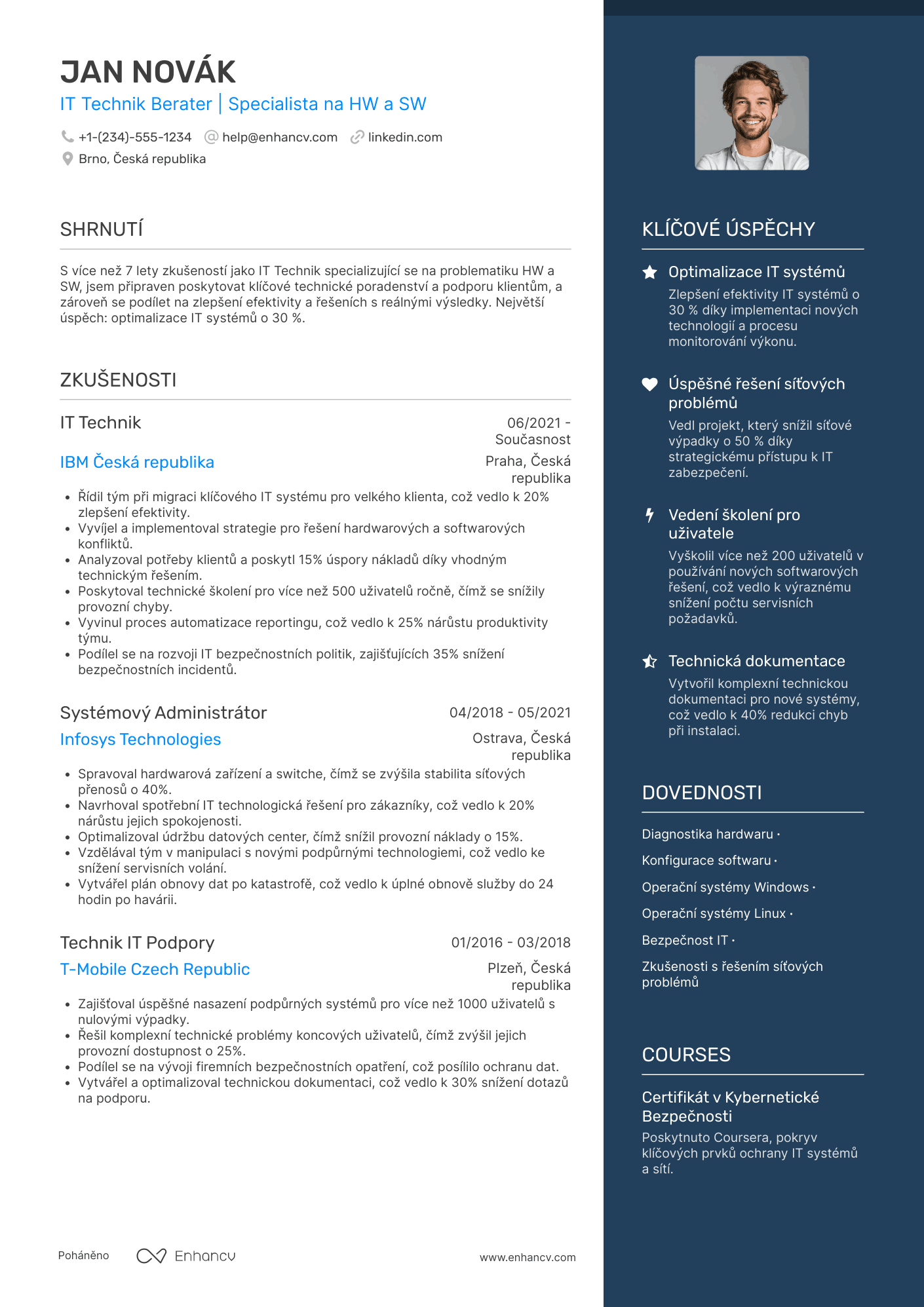 Životopis pro IT Technik Berater Resume Example