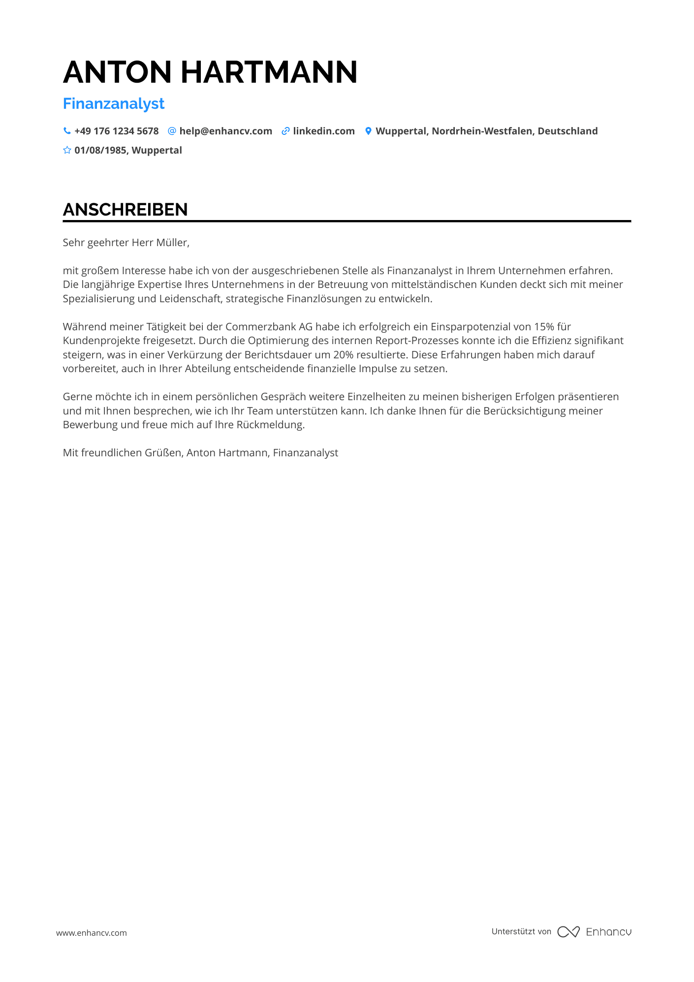 Einstiegsposition im Finanzwesen Resume Example