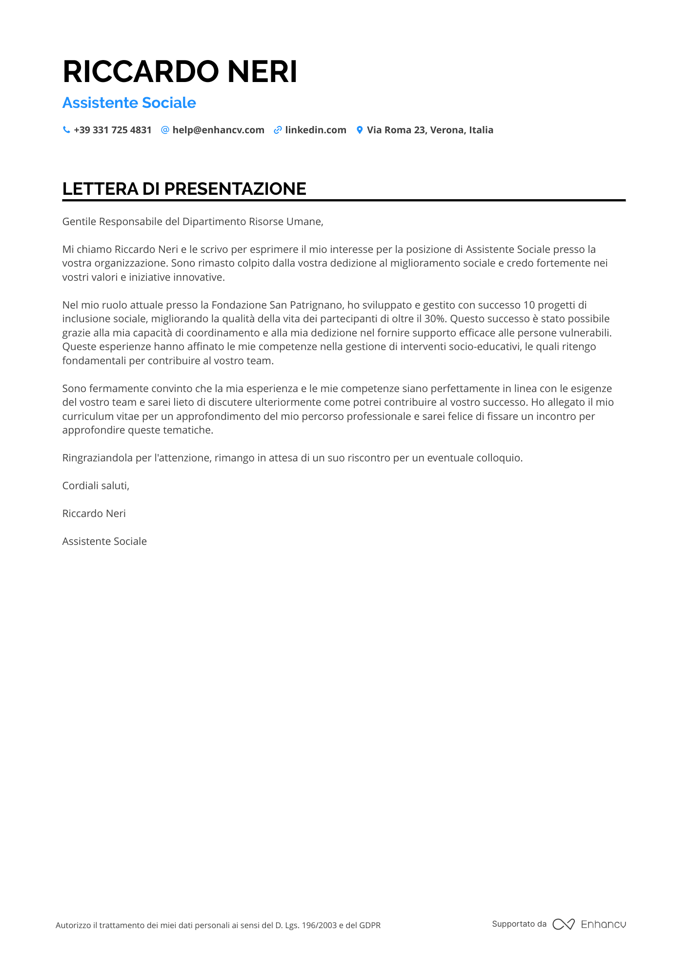 Assistente Sociale Clinico Resume Example