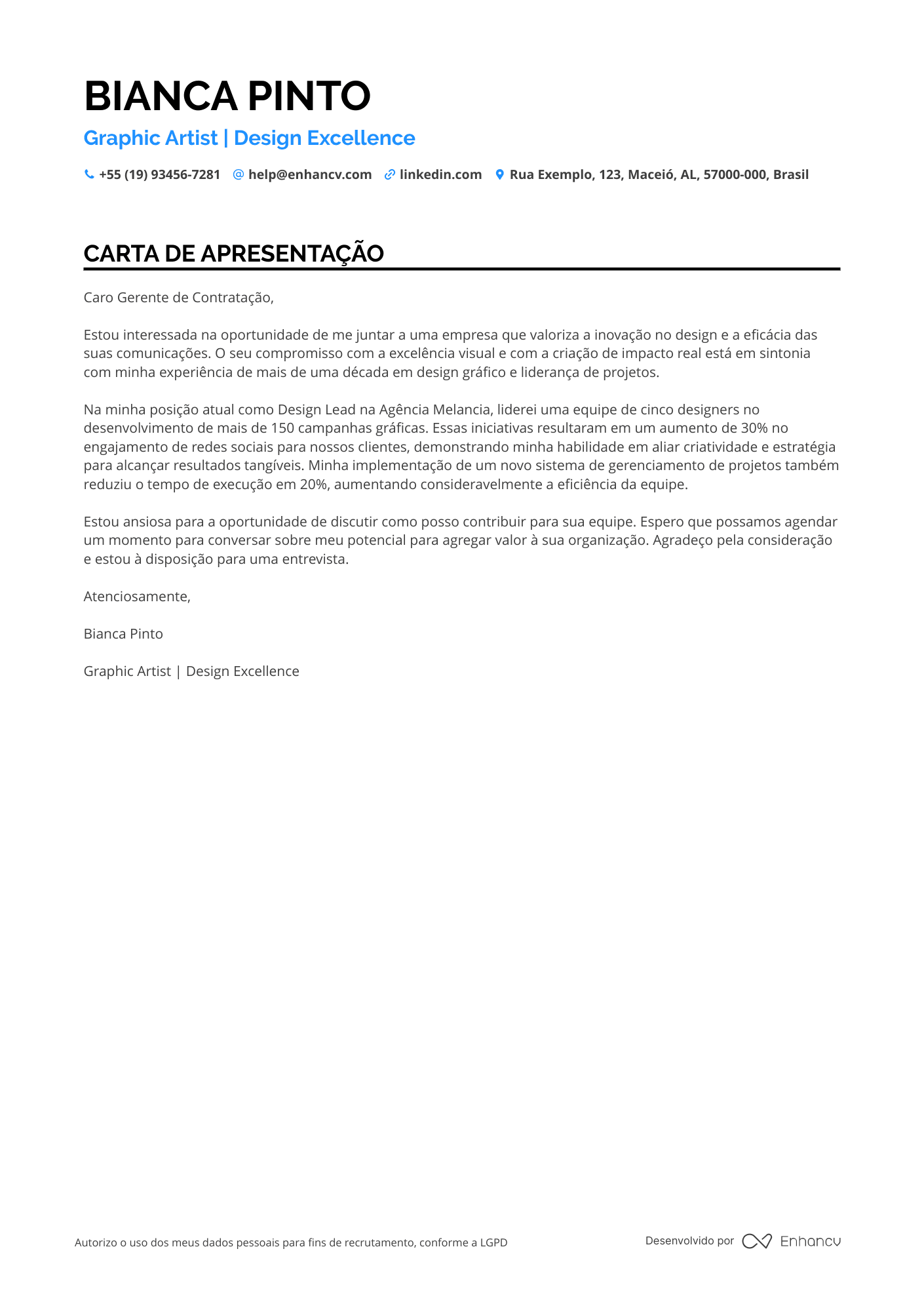 Artista de Desenho Gráfico Resume Example