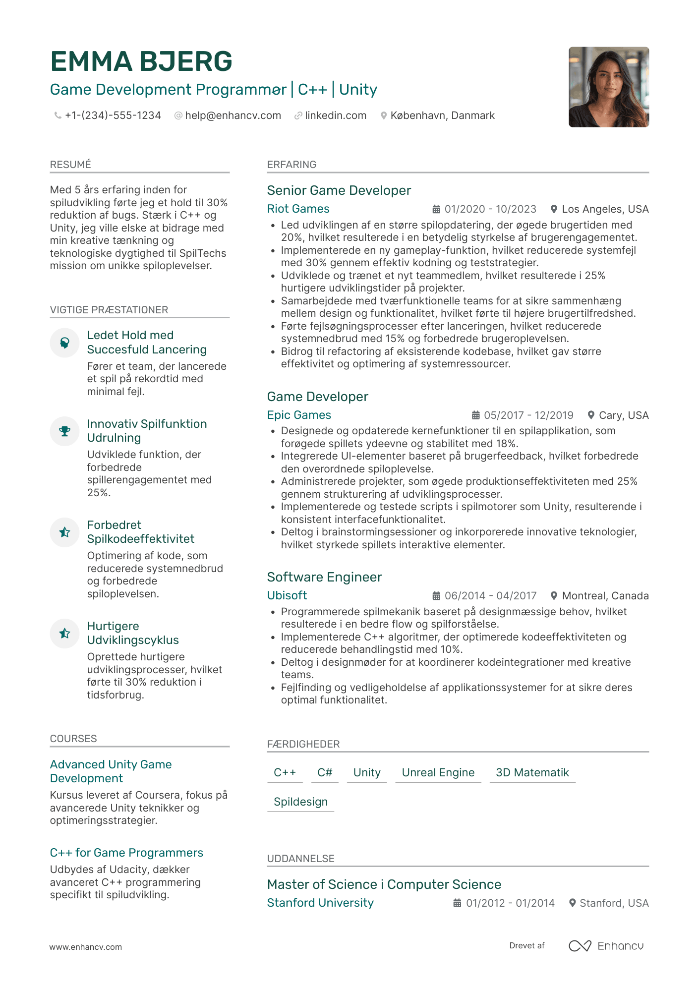 CV til Game Development Programmør Resume Example