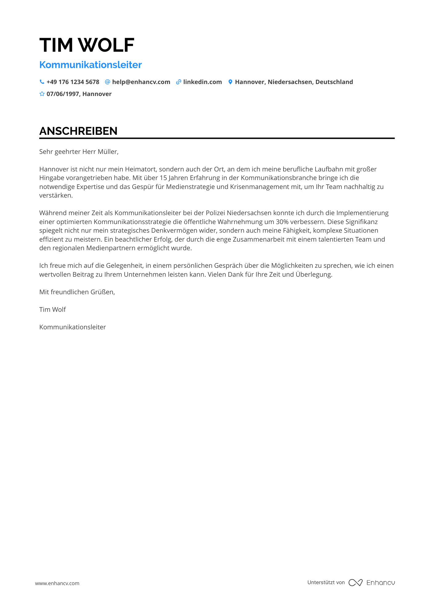 Polizei Kommunikationsleiter Resume Example