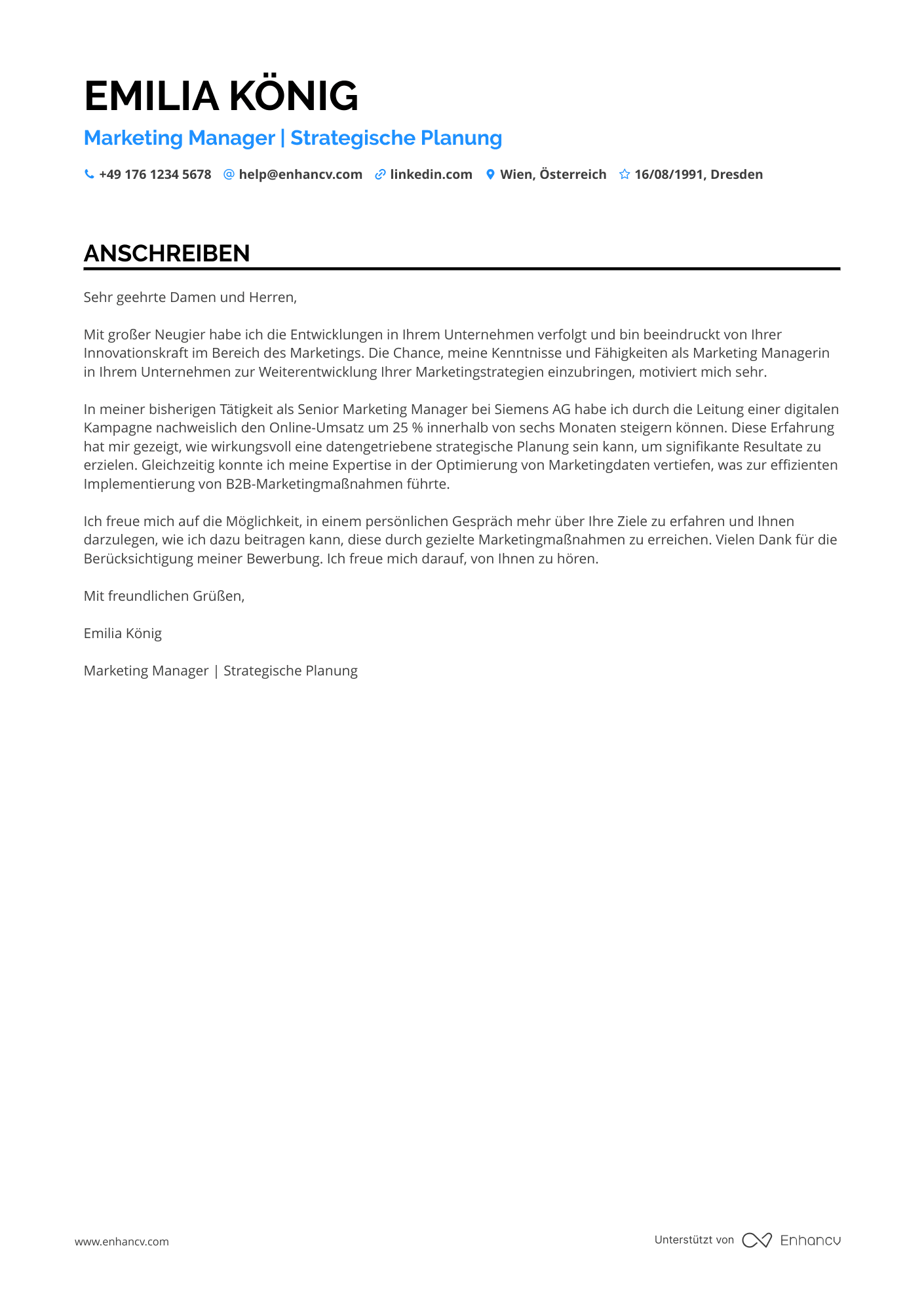 Marketing Manager Resume Example