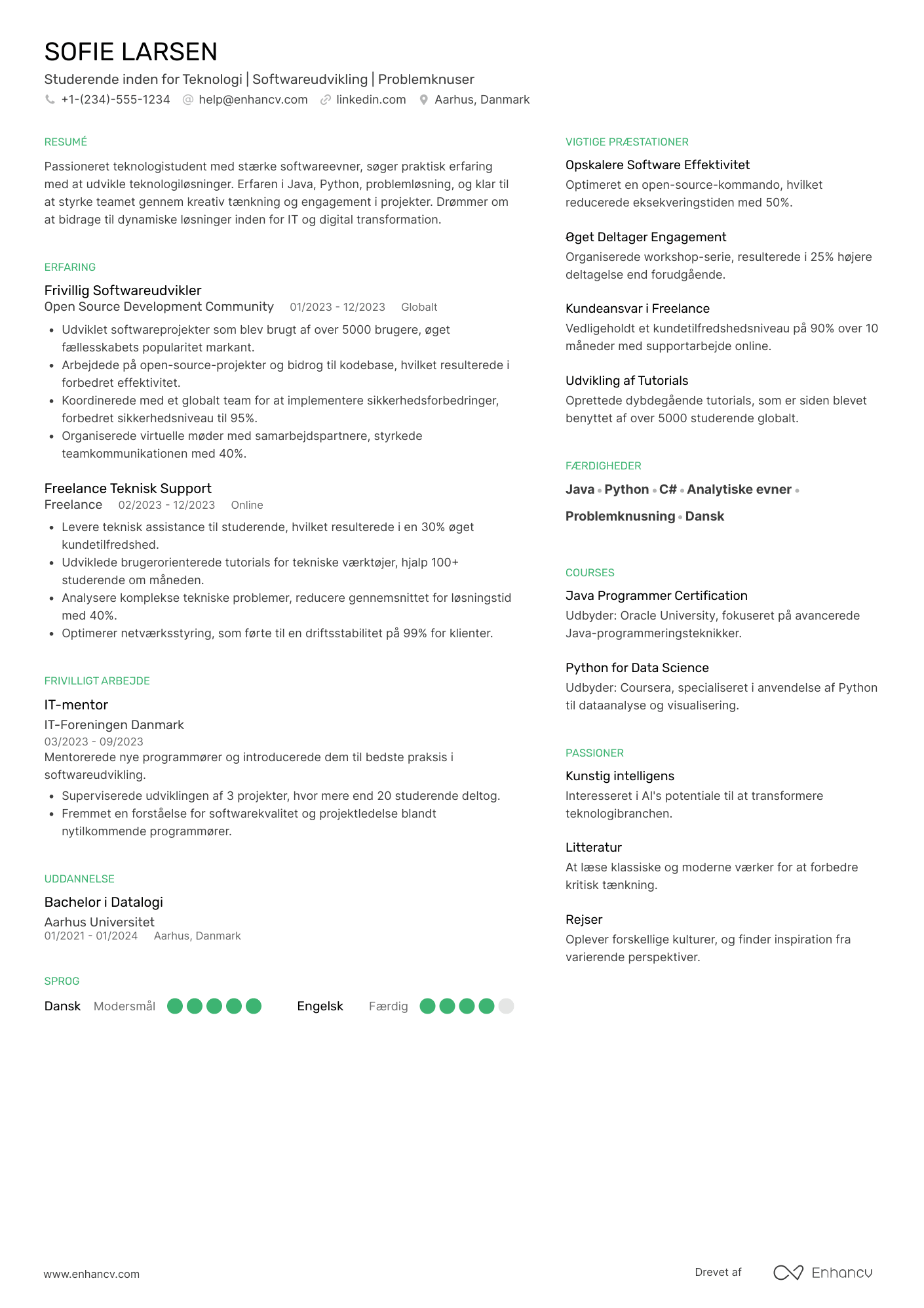 CV til Studerende inden for Teknologi Resume Example