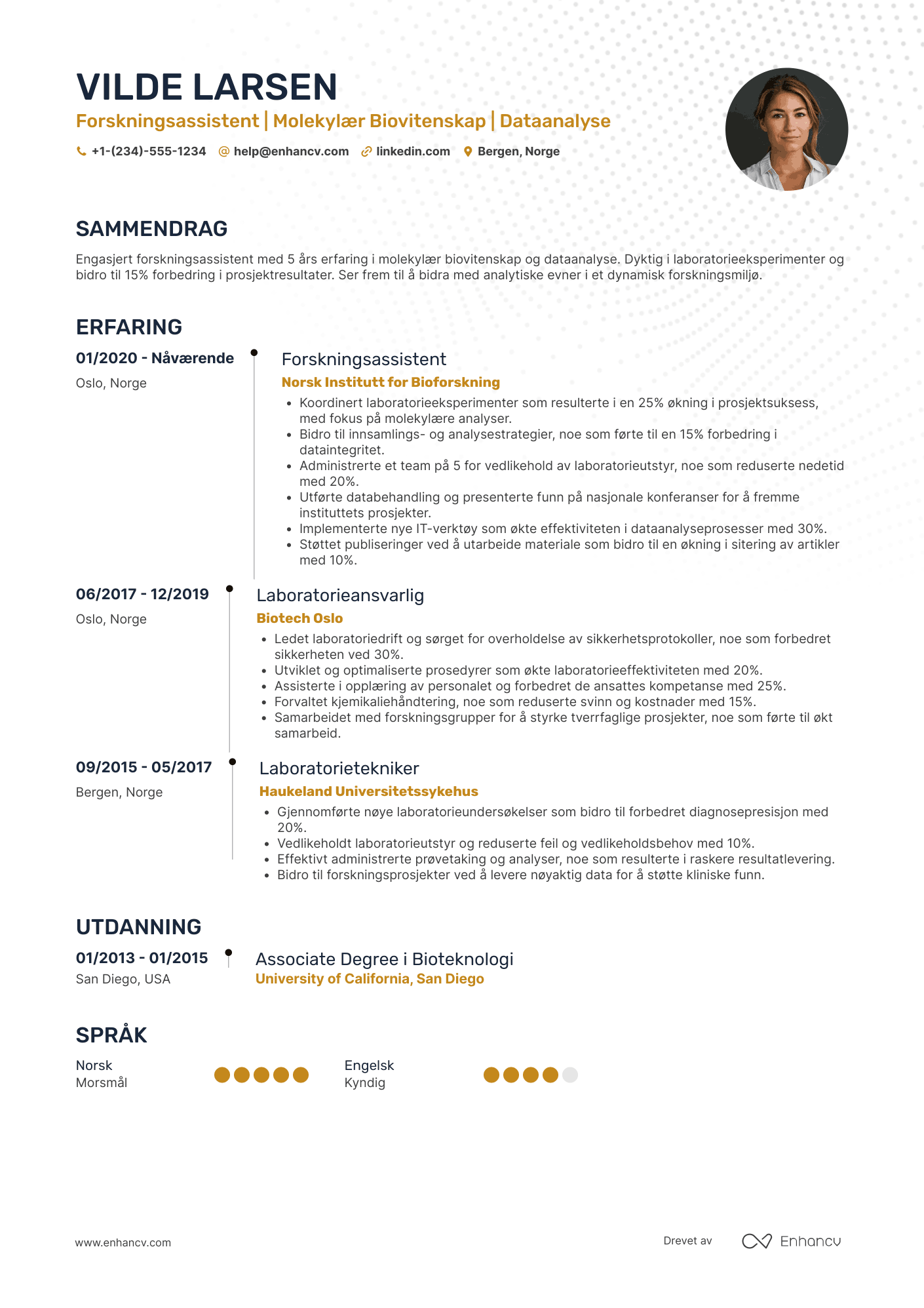 CV for Forskningsassistent Resume Example