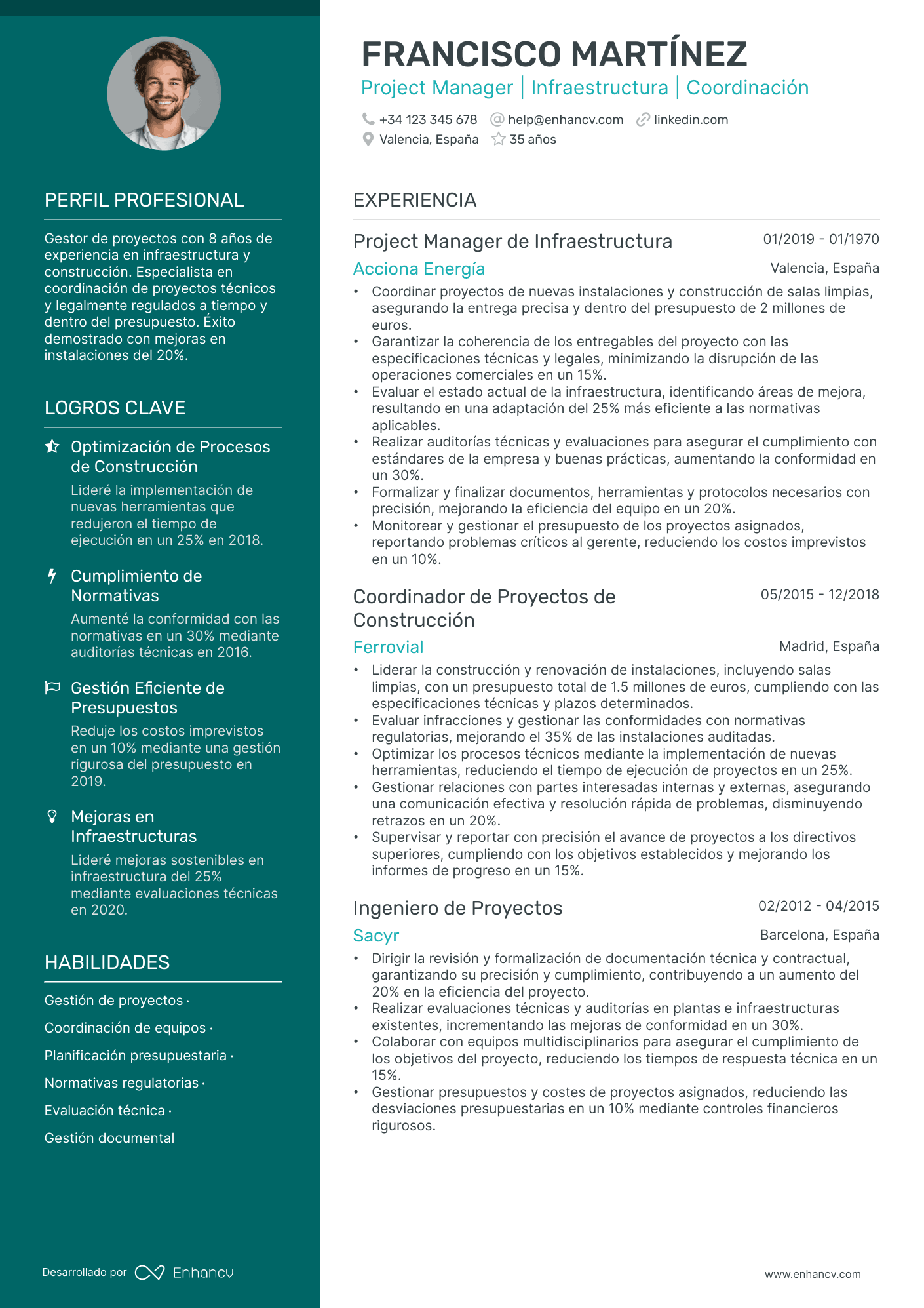 Gerente de Proyecto Interino Resume Example