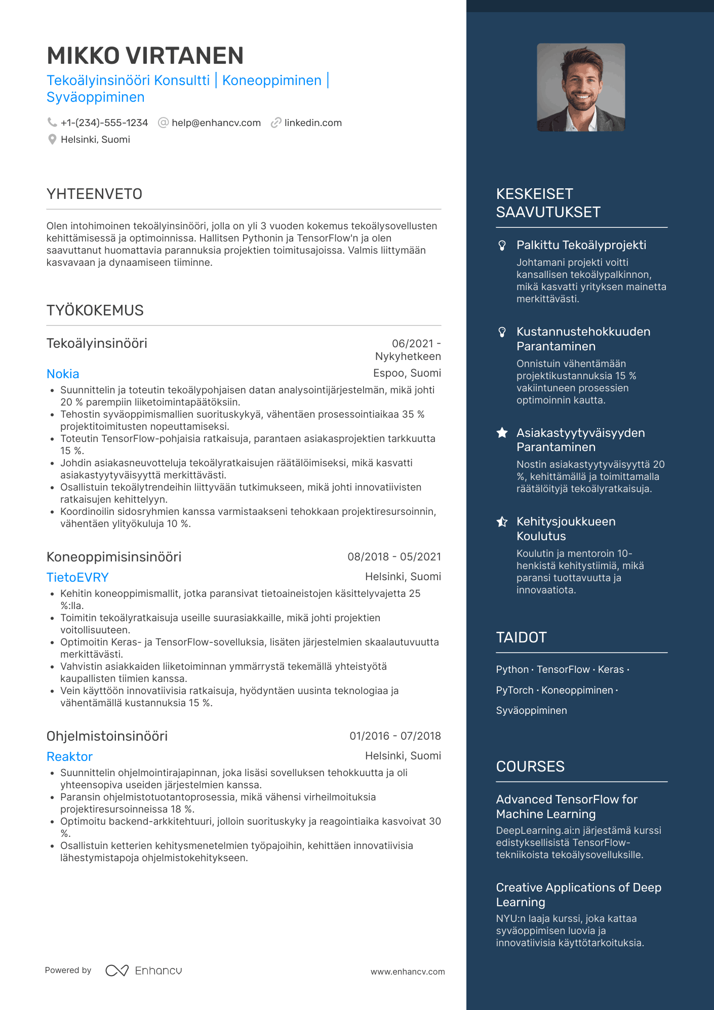 Ansioluettelo Tekoälyinsinööri konsultti Resume Example