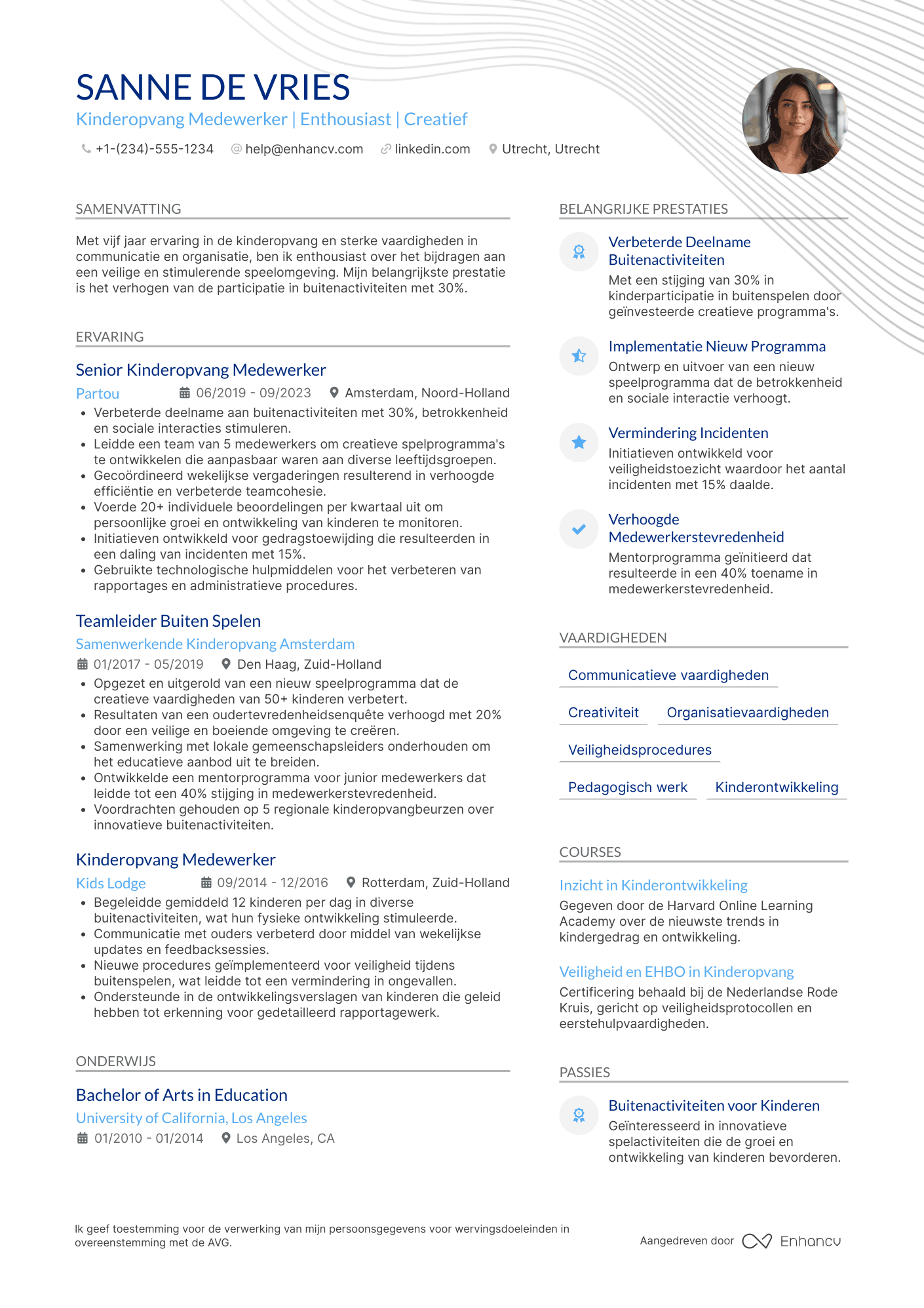CV voor Kinderopvang Medewerker Buiten Spelen Resume Example