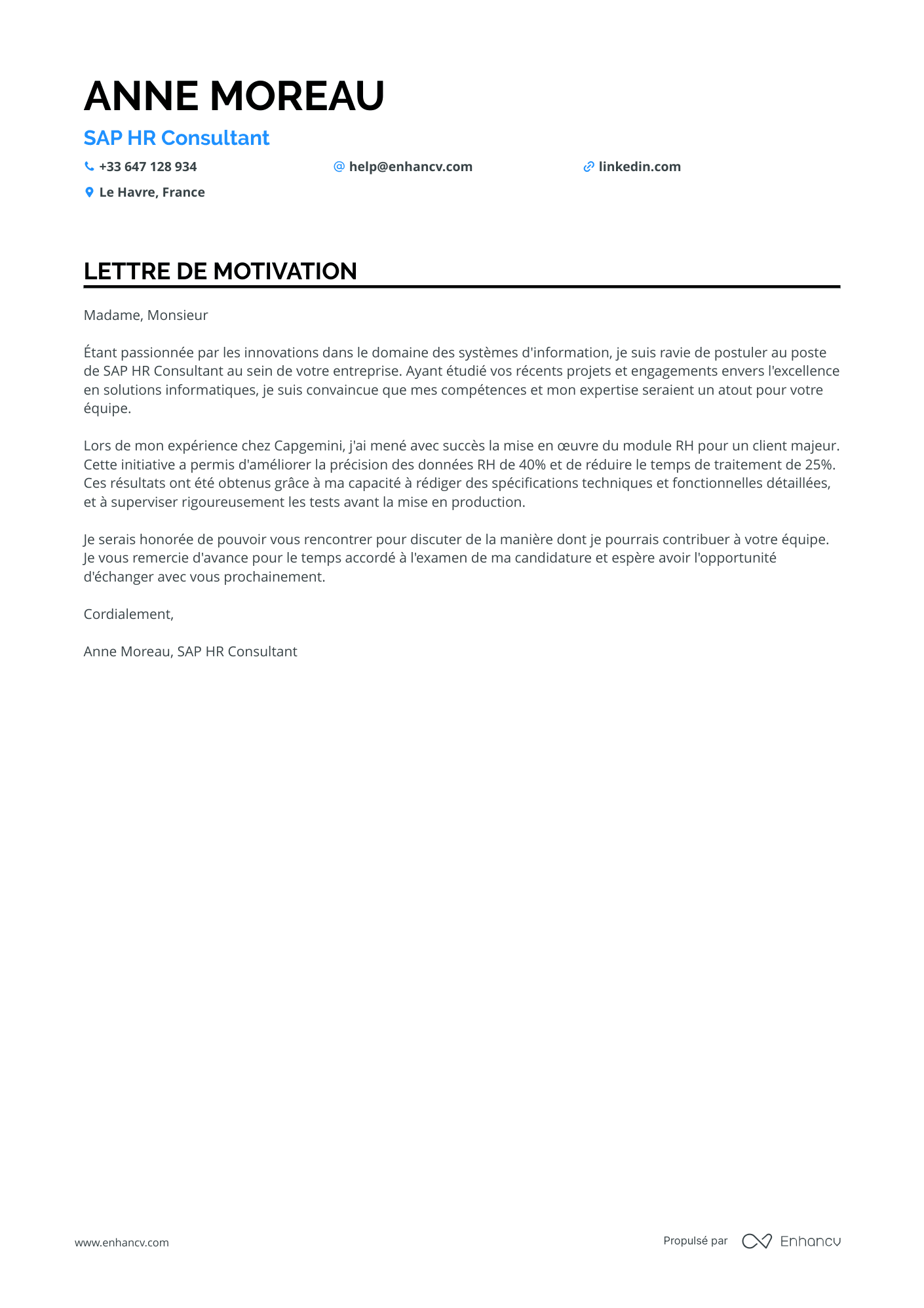 Consultant RH senior Resume Example