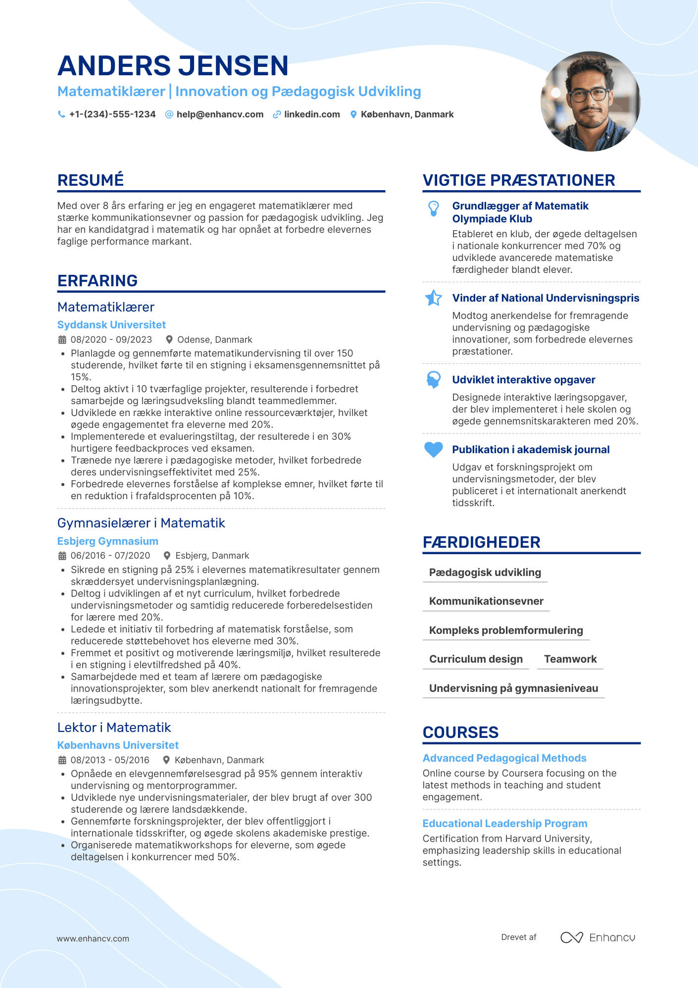 CV til Matematiklærer Resume Example