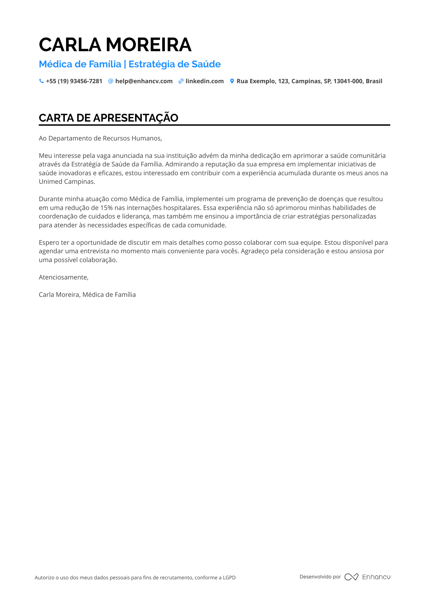 Nutricionista de Saúde Comunitária Resume Example