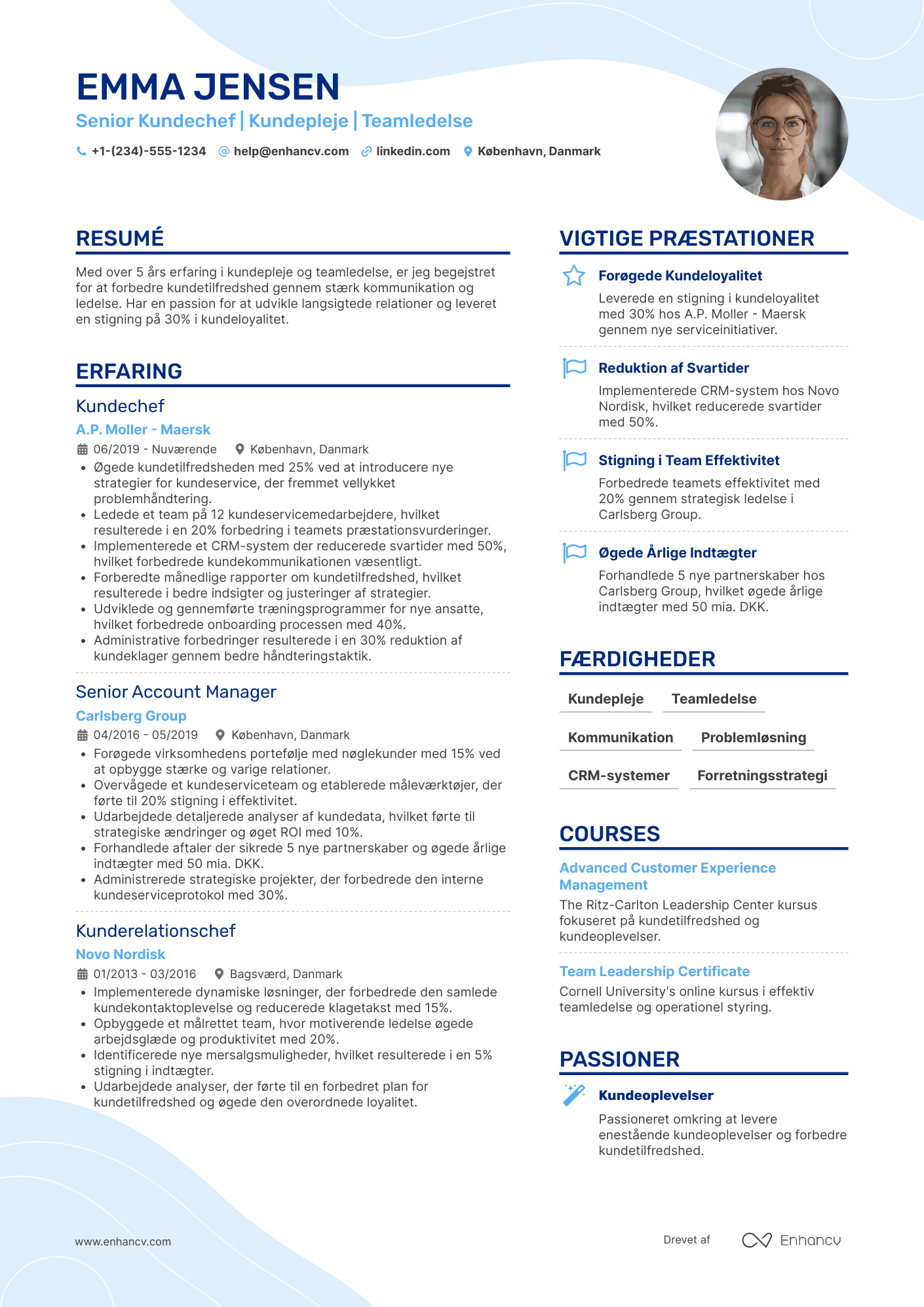 CV til Senior kundechef Resume Example