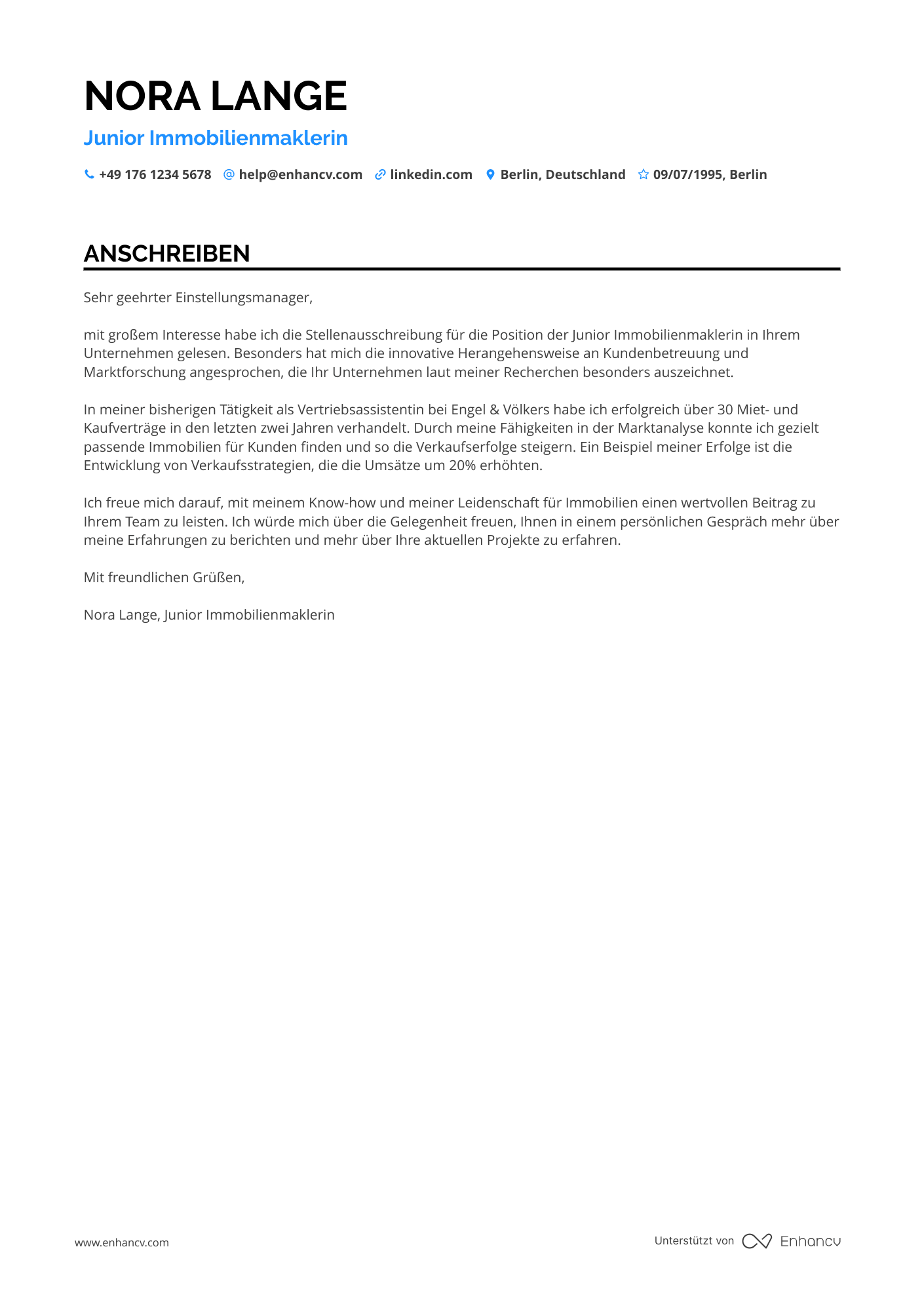 Junior Immobilienmakler Resume Example