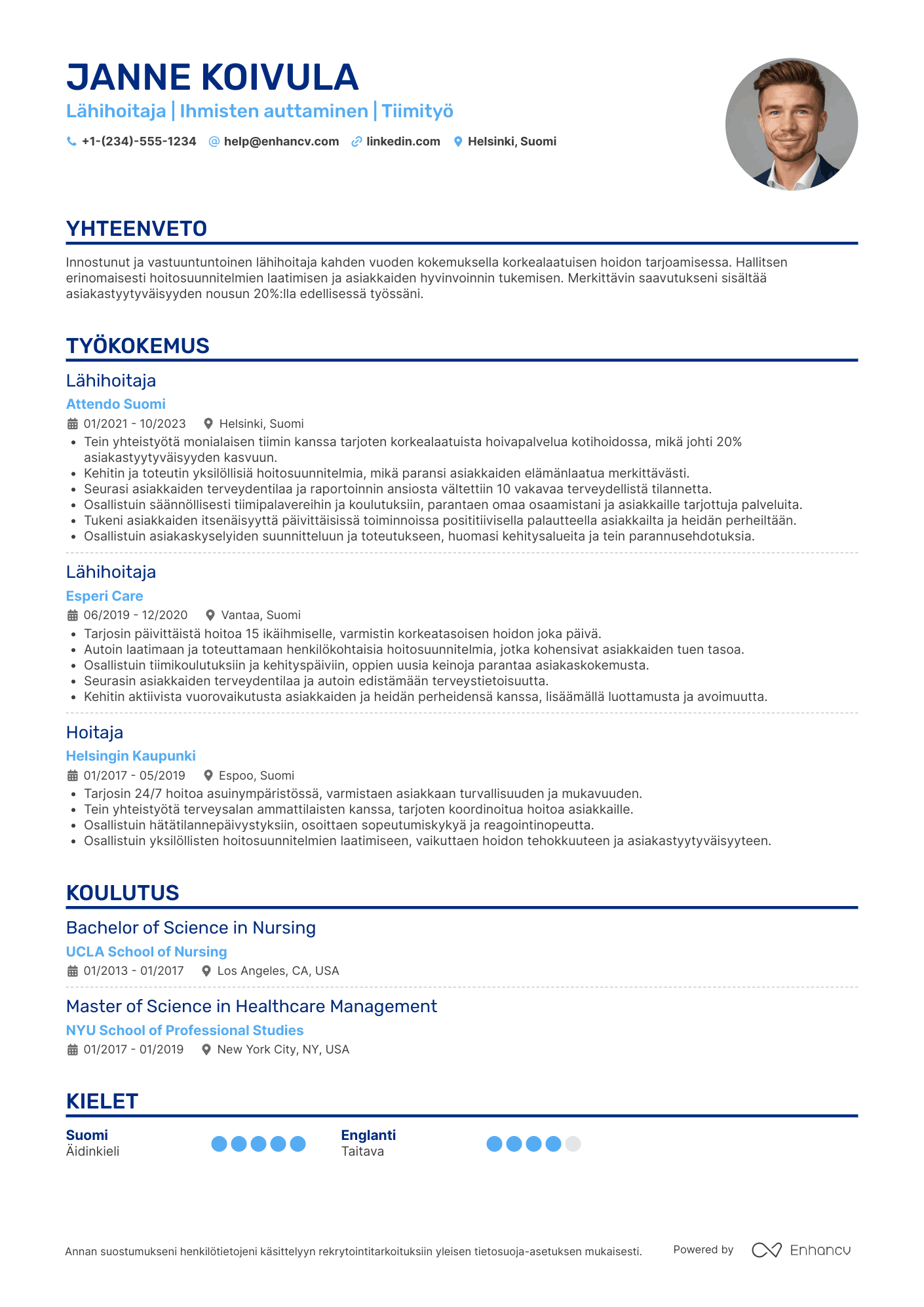 Ansioluettelo Vasta aloittanut lähihoitaja Resume Example