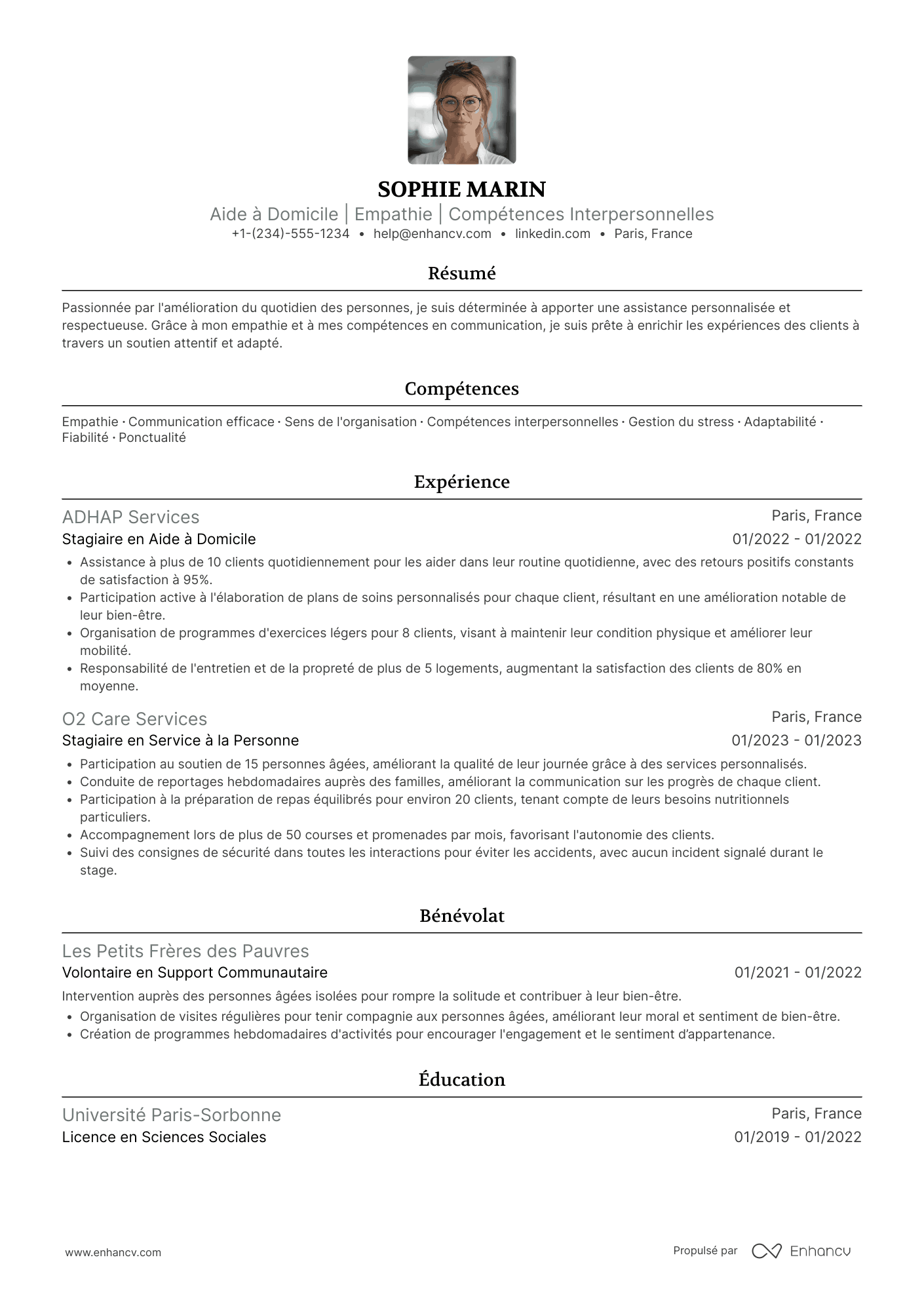 Exemple de CV d’aide à domicile sans expérience Resume Example