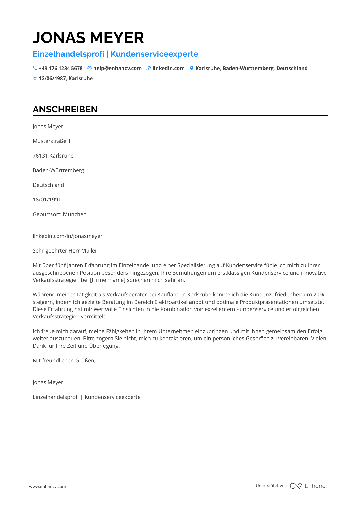 Einzelhandelsrepräsentant Resume Example