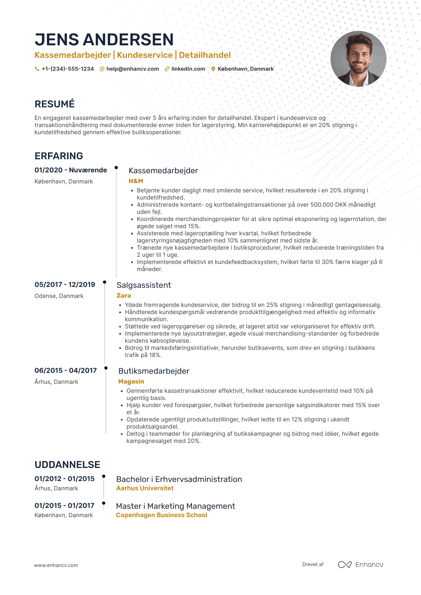 CV til Kassemedarbejder i tøjbutik Resume Example