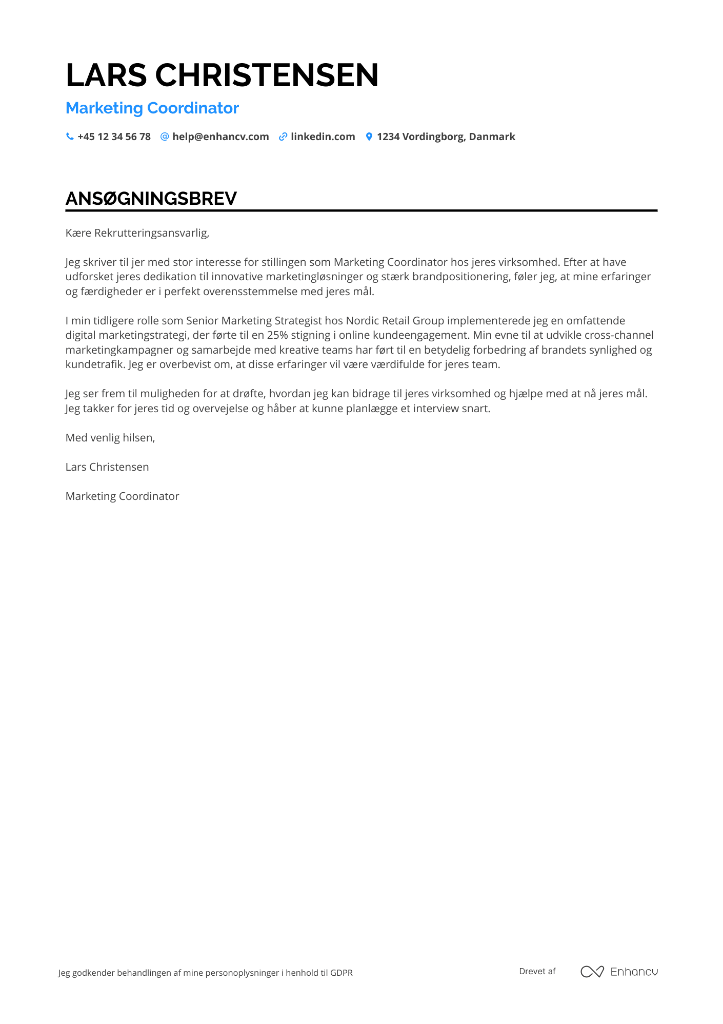 Ansøgningsbrev til Marketingkoordinator hos Ikea Resume Example