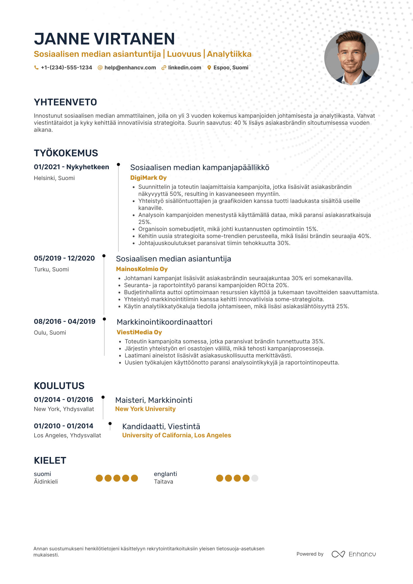 Ansioluettelo Sosiaalisen median kampanjapäällikkö Resume Example
