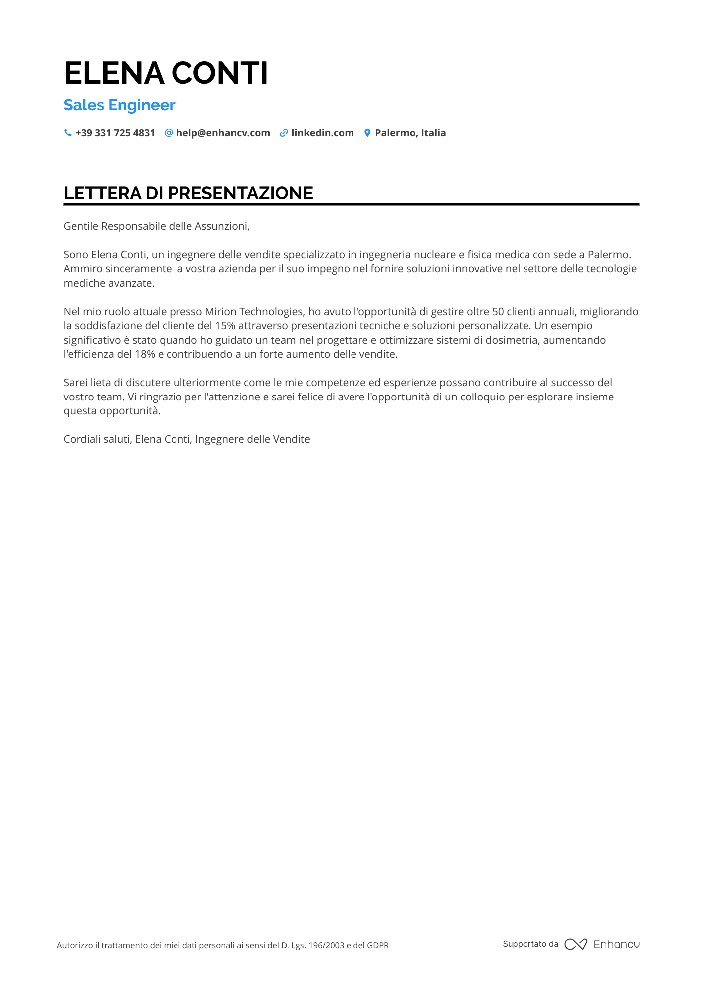 Ingegnere Nucleare Resume Example
