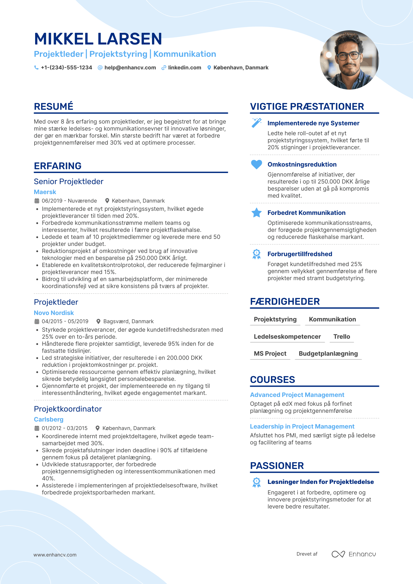 CV til Projektleder Resume Example
