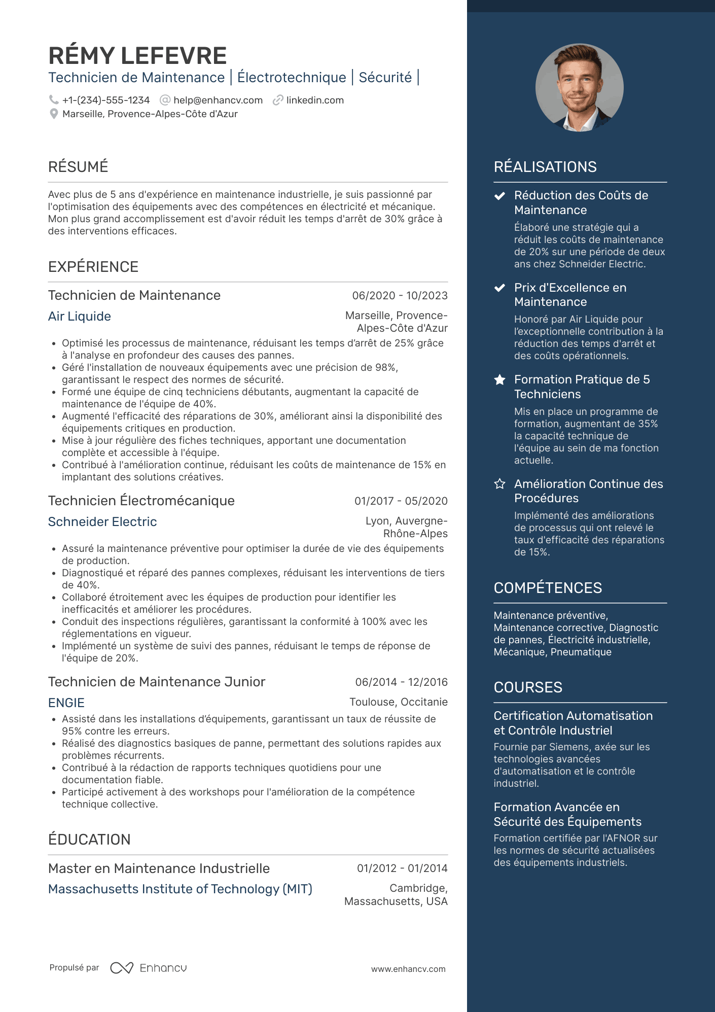Modèle de CV de technicien de maintenance polyvalent Resume Example