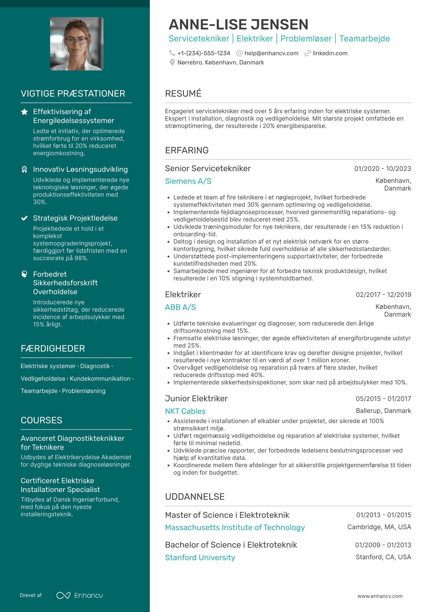 CV til Servicetekniker (Elektriker) Resume Example