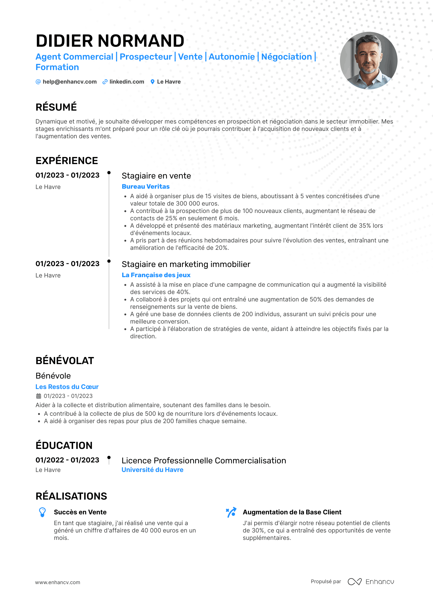 Agent immobilier en reconversion Resume Example