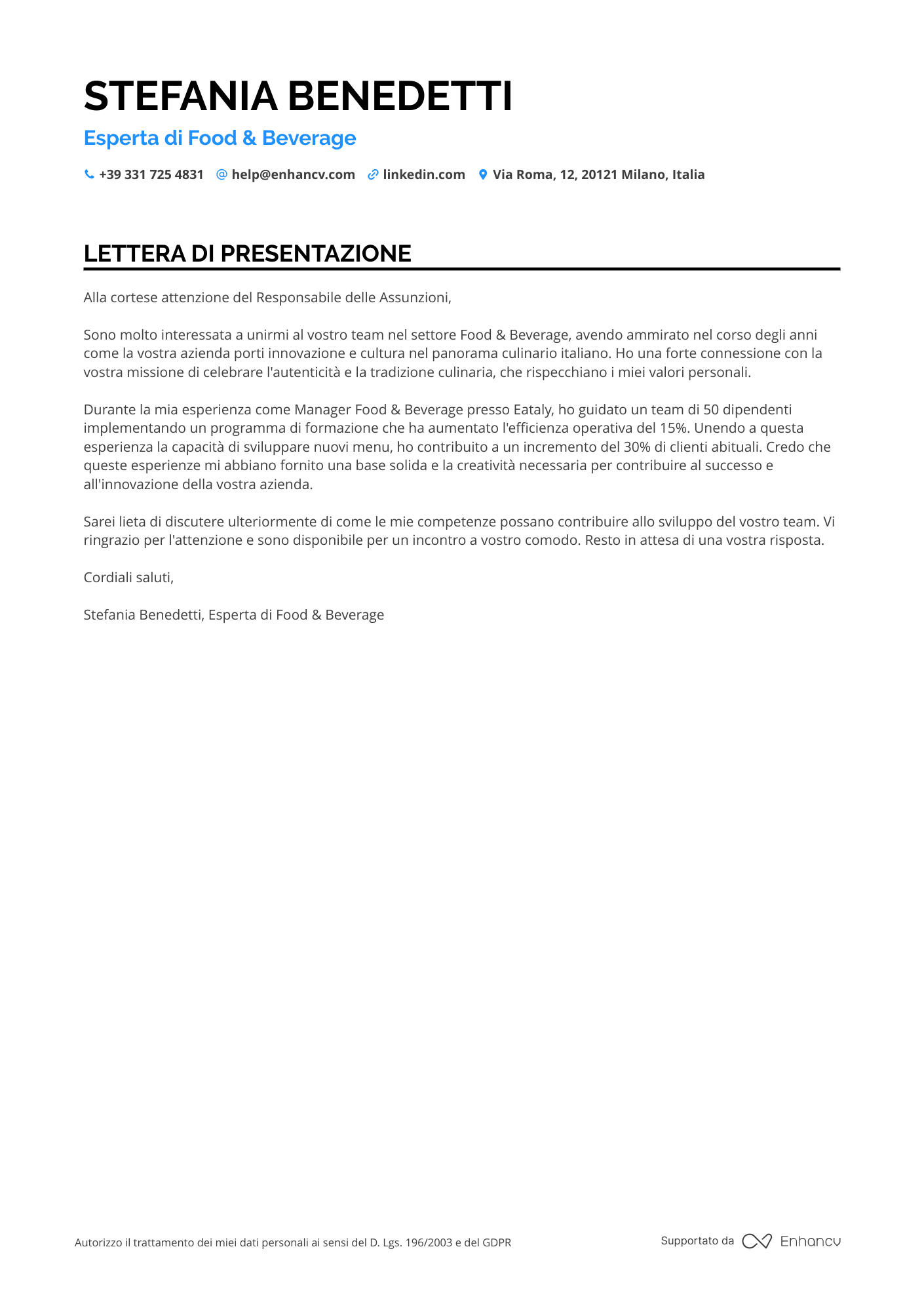 Hostess Senza Esperienza Resume Example