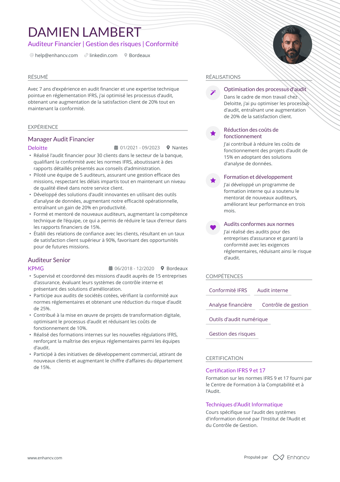 Auditeur interne en banque Resume Example