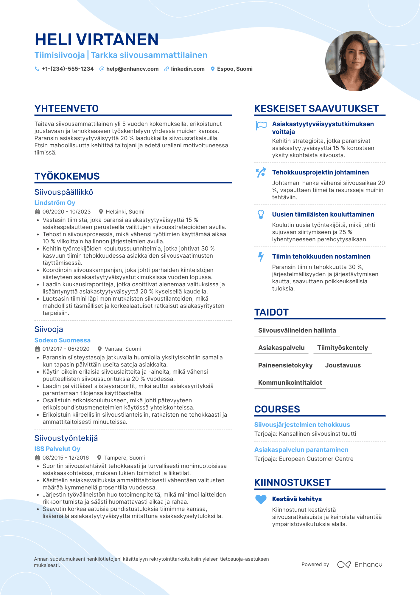 Ansioluettelo Tiimisiivooja Resume Example