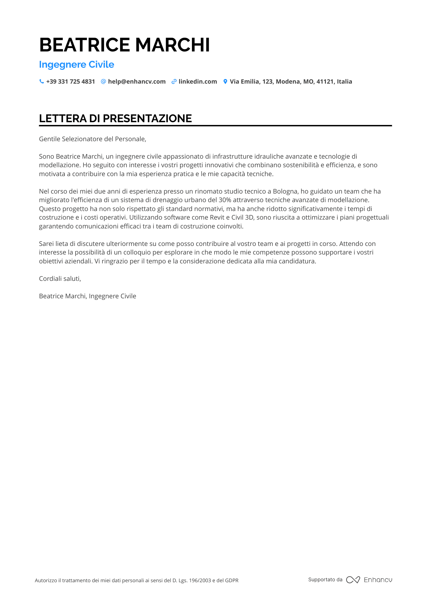 Accademico di Studi Ambientali Resume Example