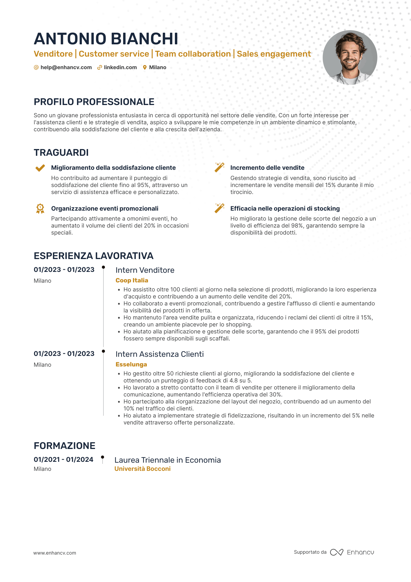 Venditore Senza Esperienza Resume Example