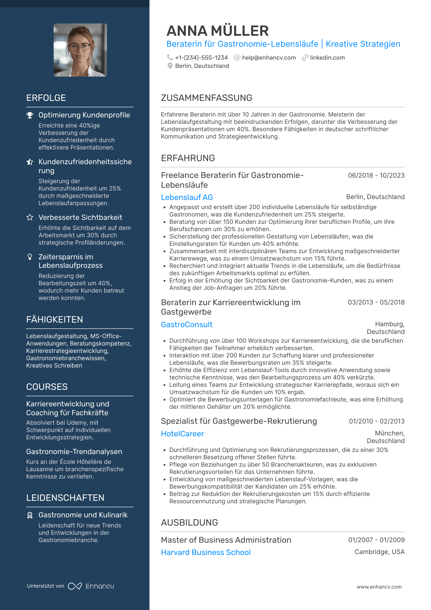Lebenslauf selbständige Gastronomie: Muster anpassen Resume Example