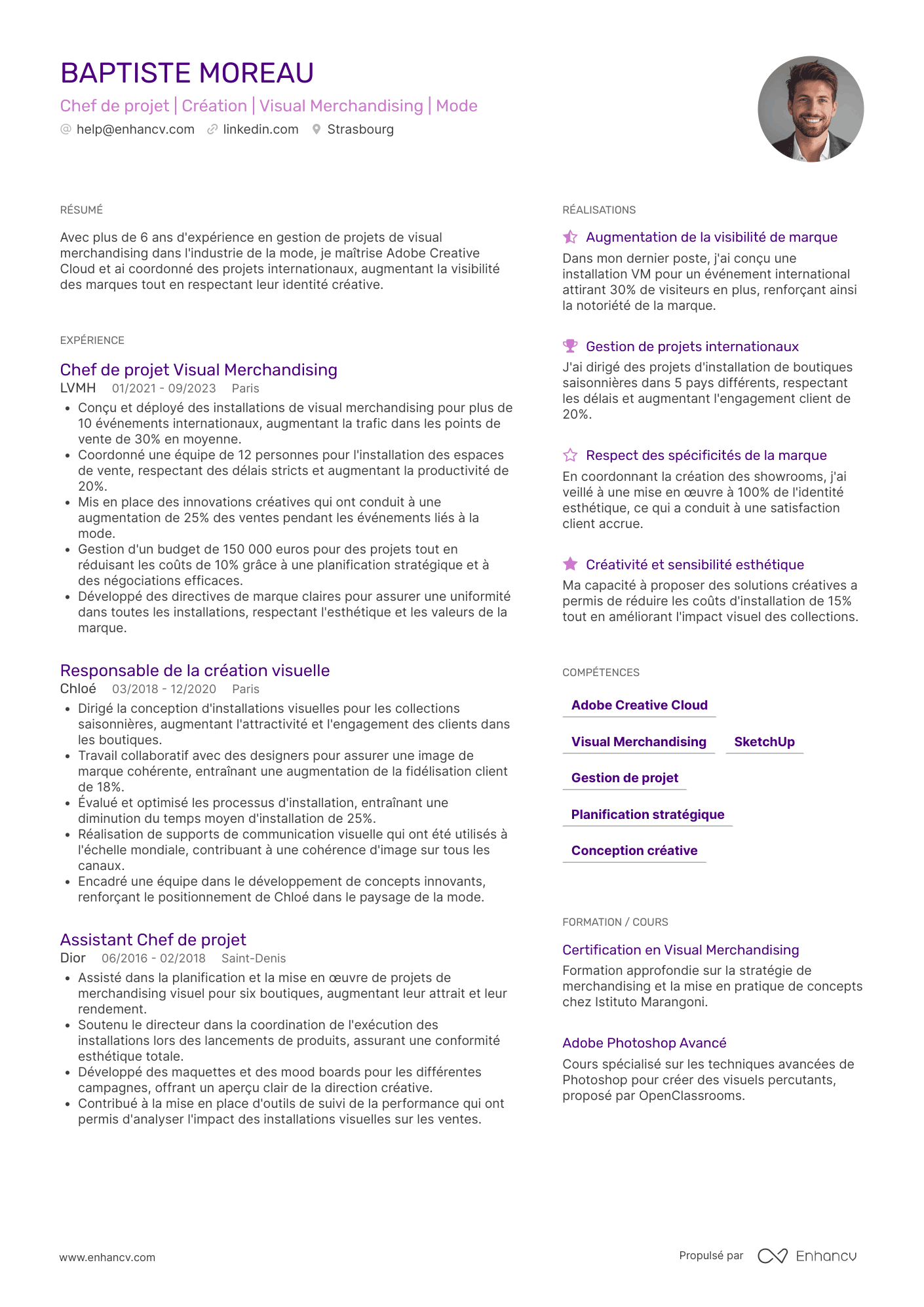 Artistique pour le secteur de la mode Resume Example