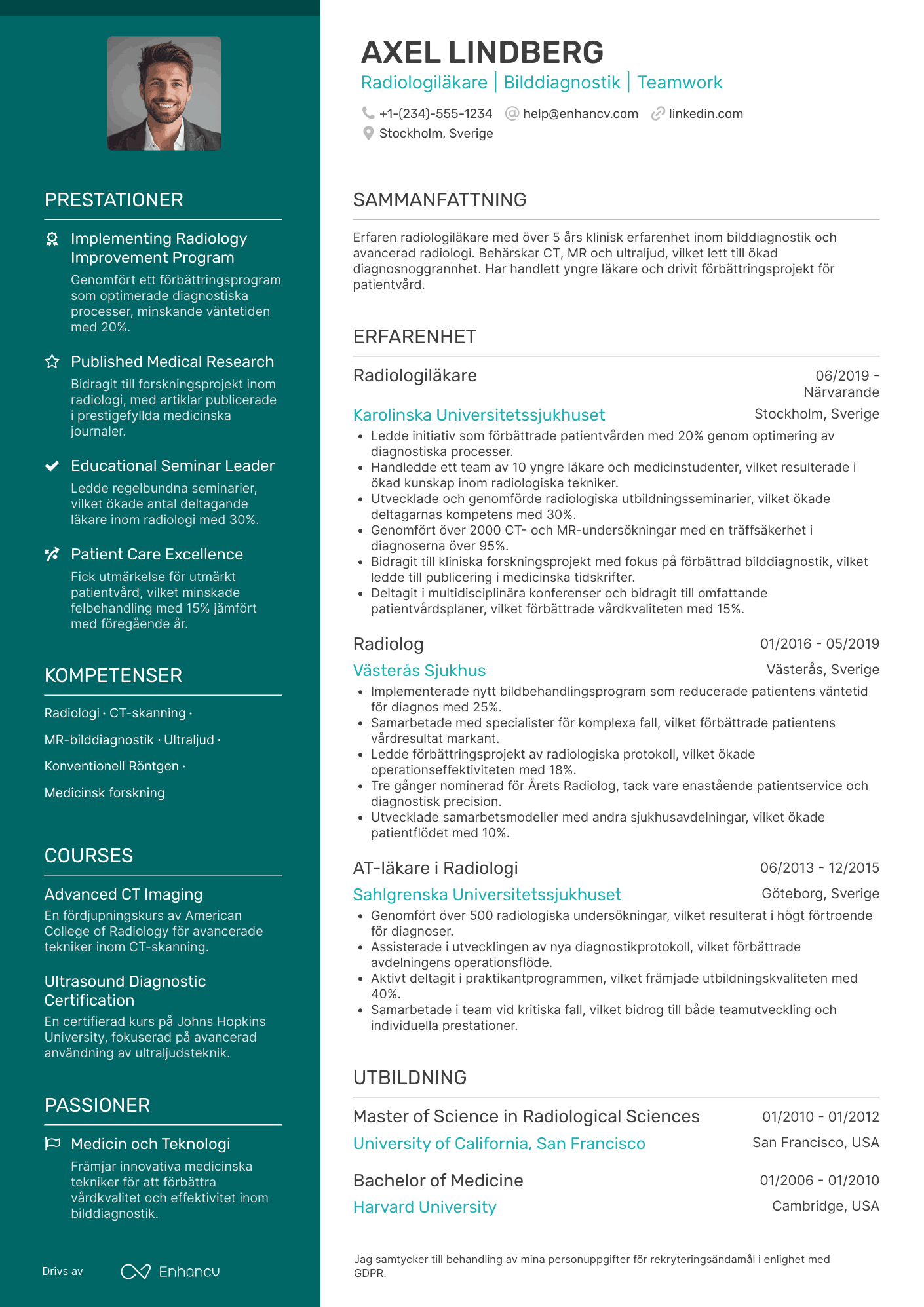 CV för Radiologiläkare Resume Example