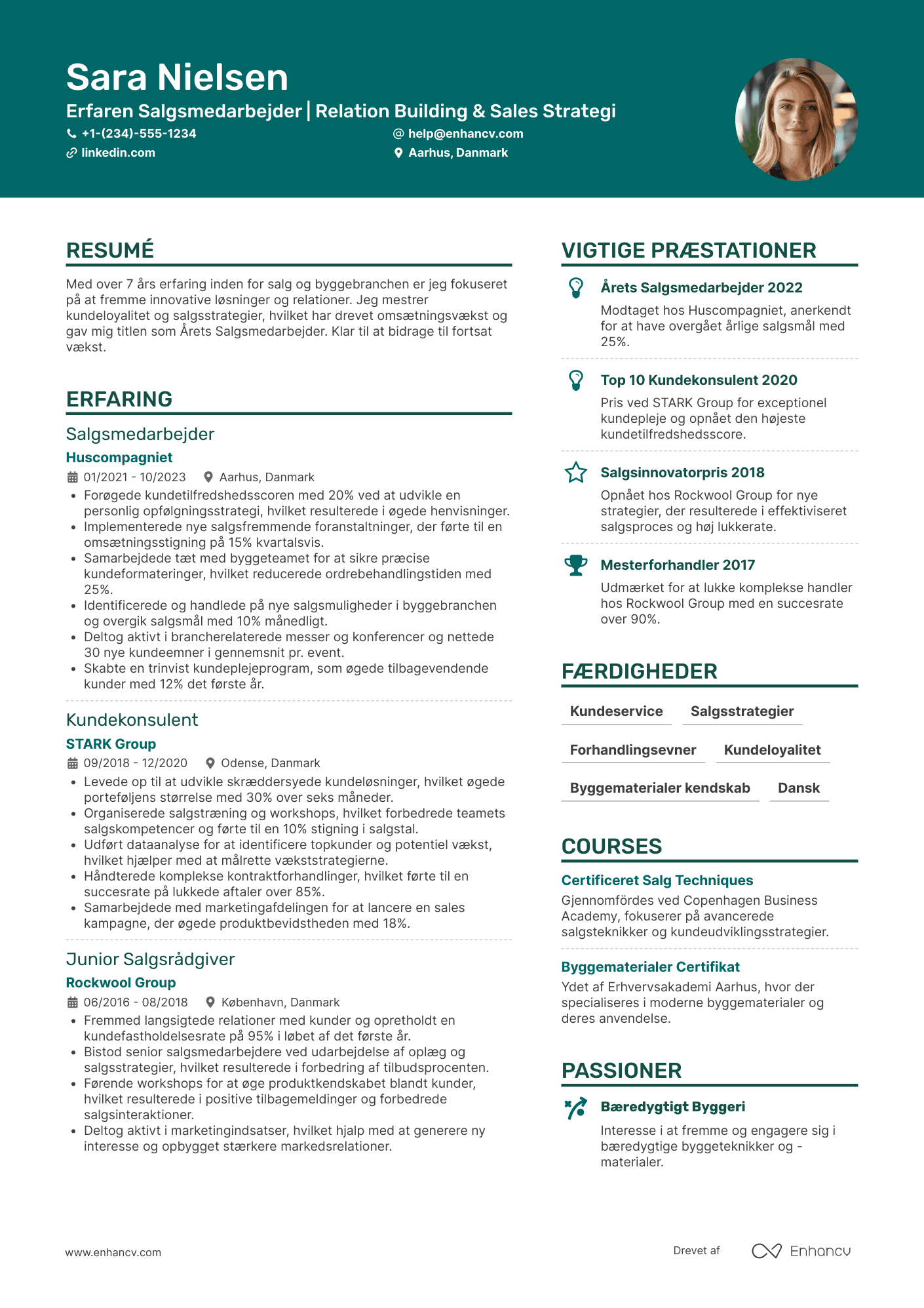 CV til Salgsmedarbejder i byggebranchen Resume Example