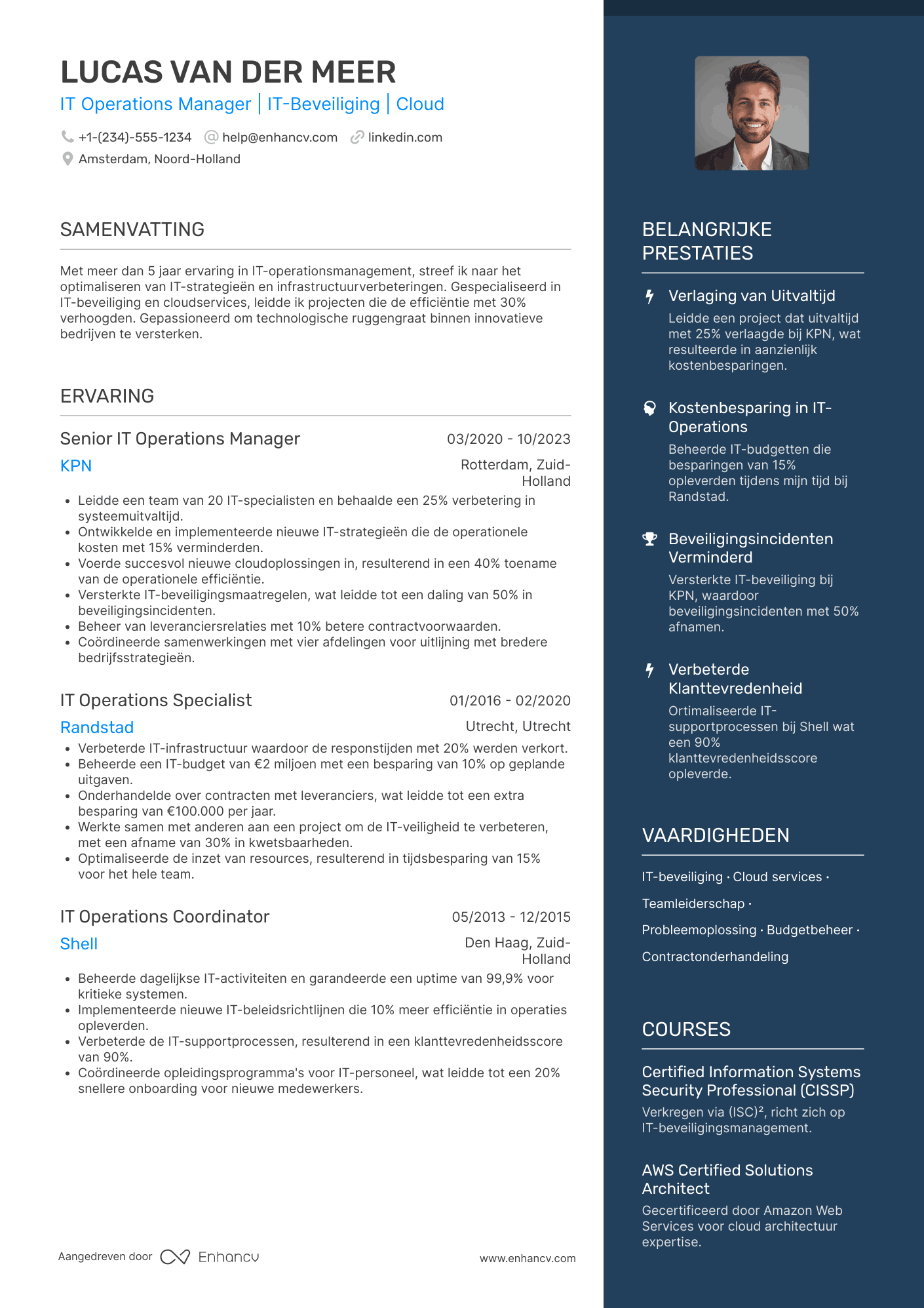 CV voor IT Operations Manager Resume Example