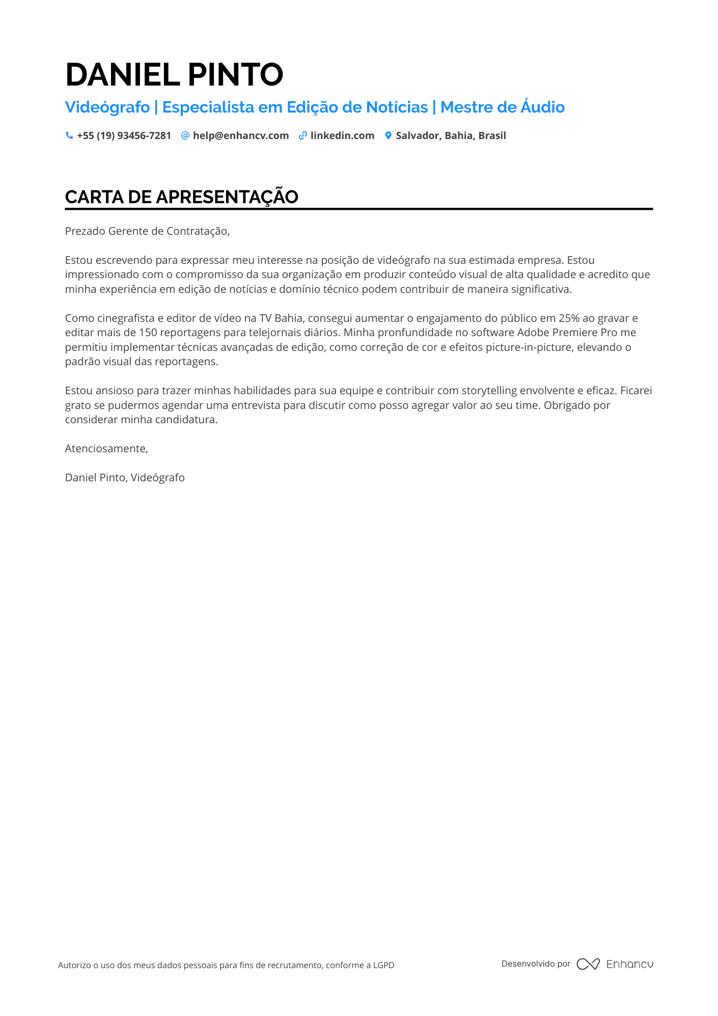 Fotógrafo de Natureza Resume Example