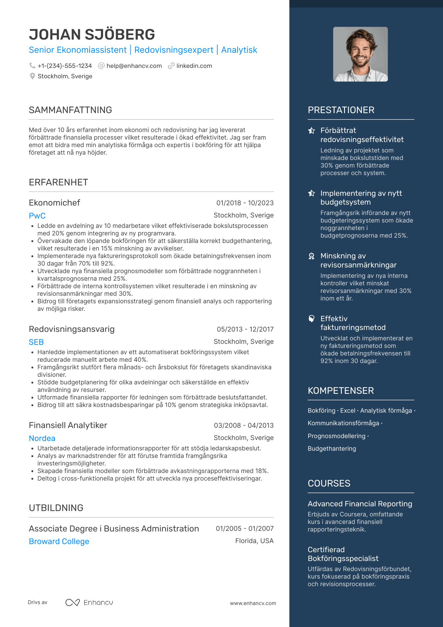 CV för Senior Ekonomiassistent Resume Example