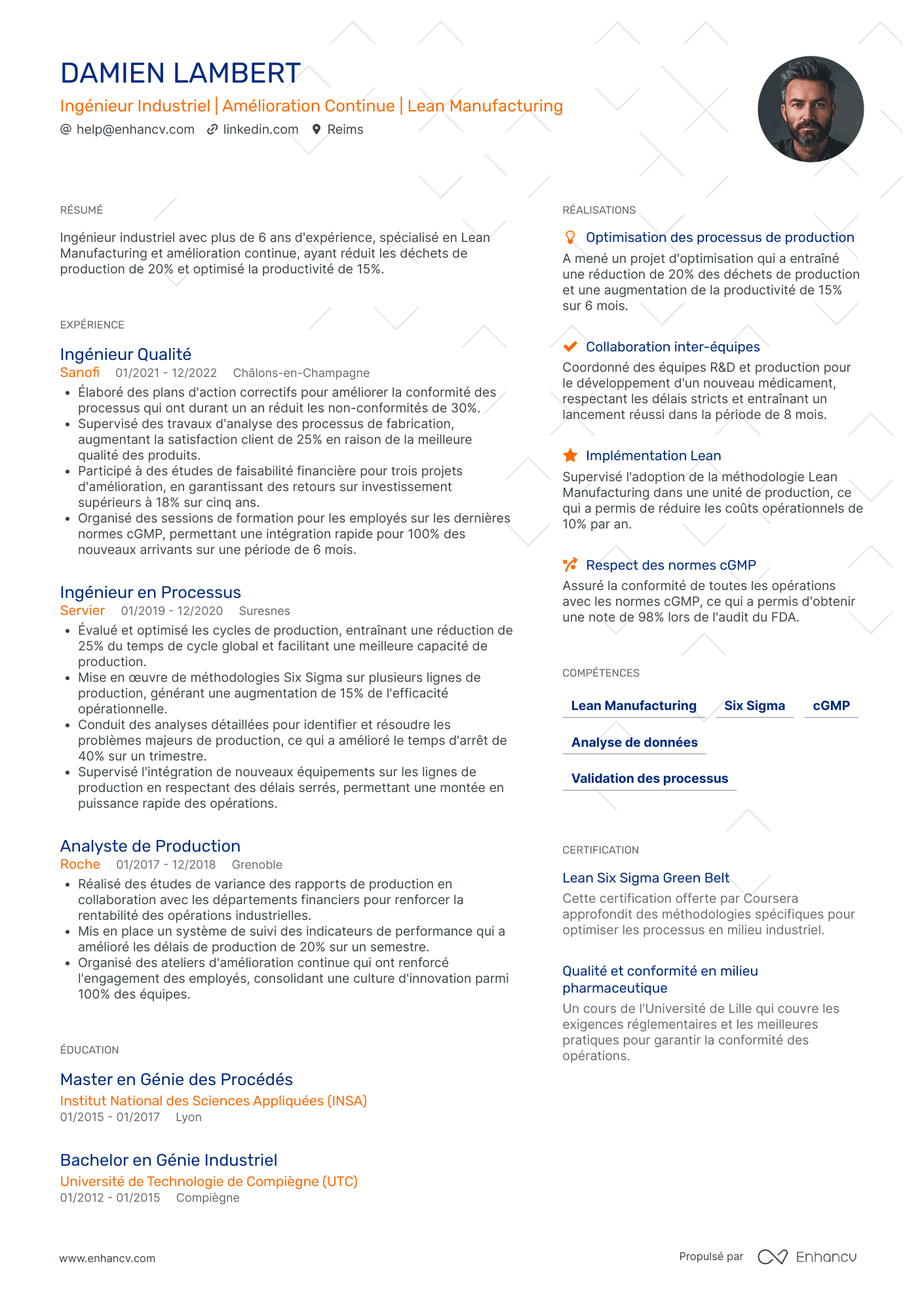 Ingénieur Industriel Resume Example