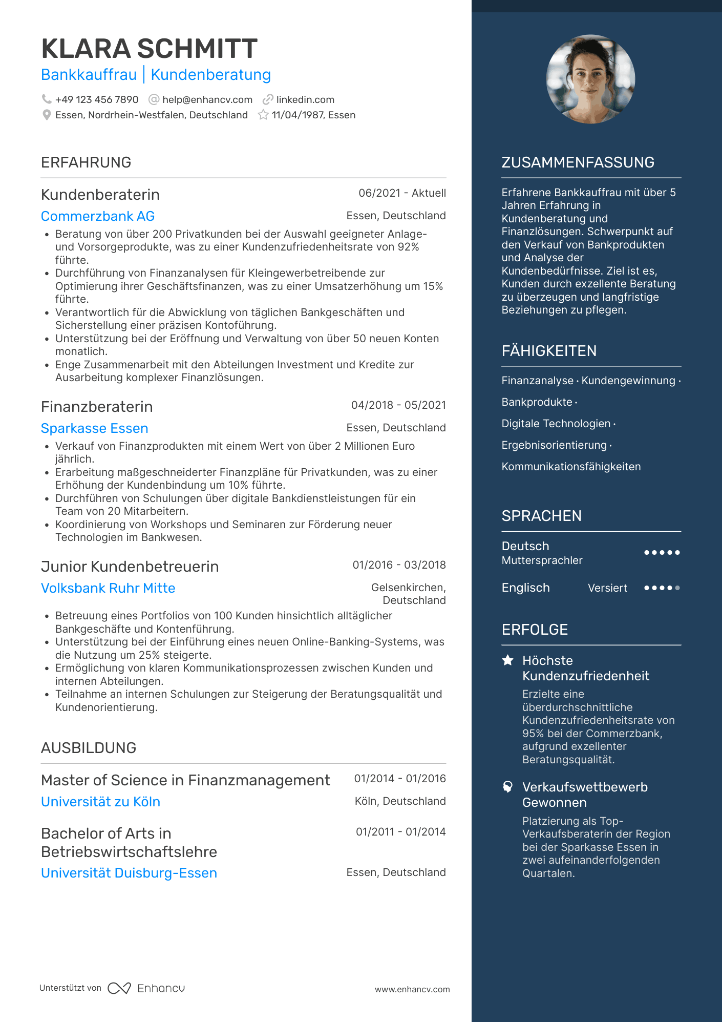 Lebenslauf in Bankkaufmann in der Deutschen Bank Resume Example